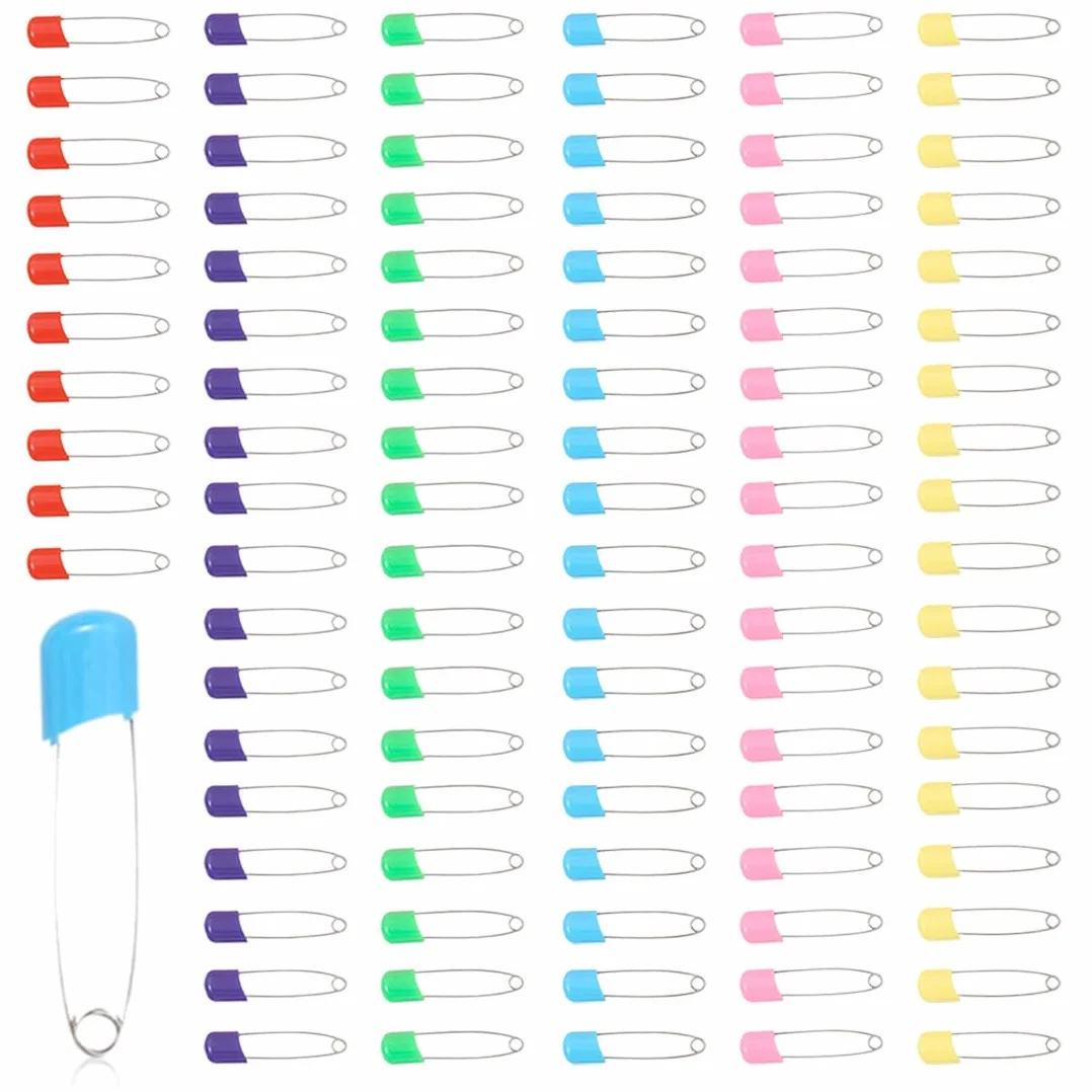 Épingle à Nourrice Acier Inoxydable 100 Pièces avec Fermeture Verrouillable pour Bébé