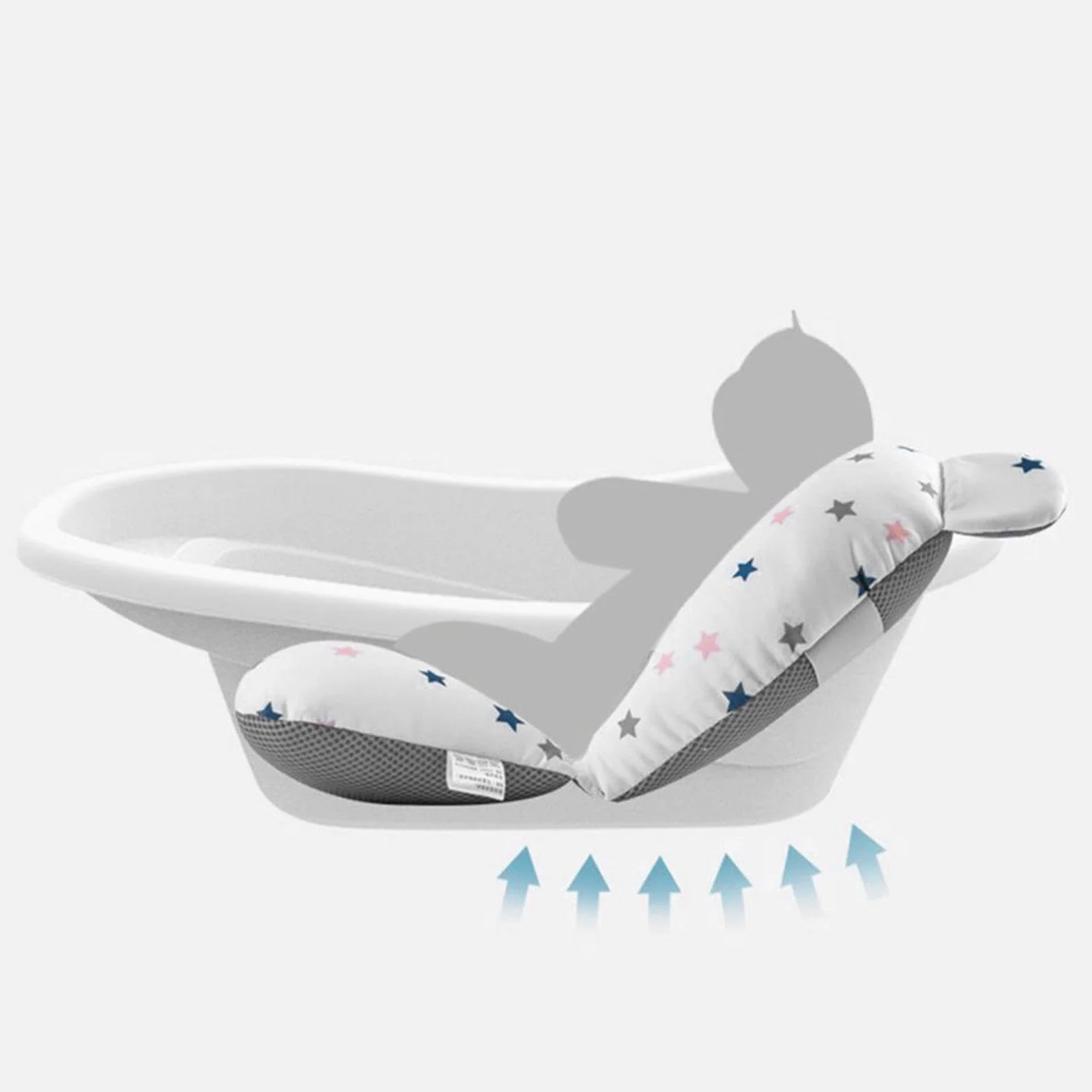 Coussin de Bain Bébé Matelas Oreiller Chaise 0-12 Mois avec Boucles et 3 Courroies de Sécurité