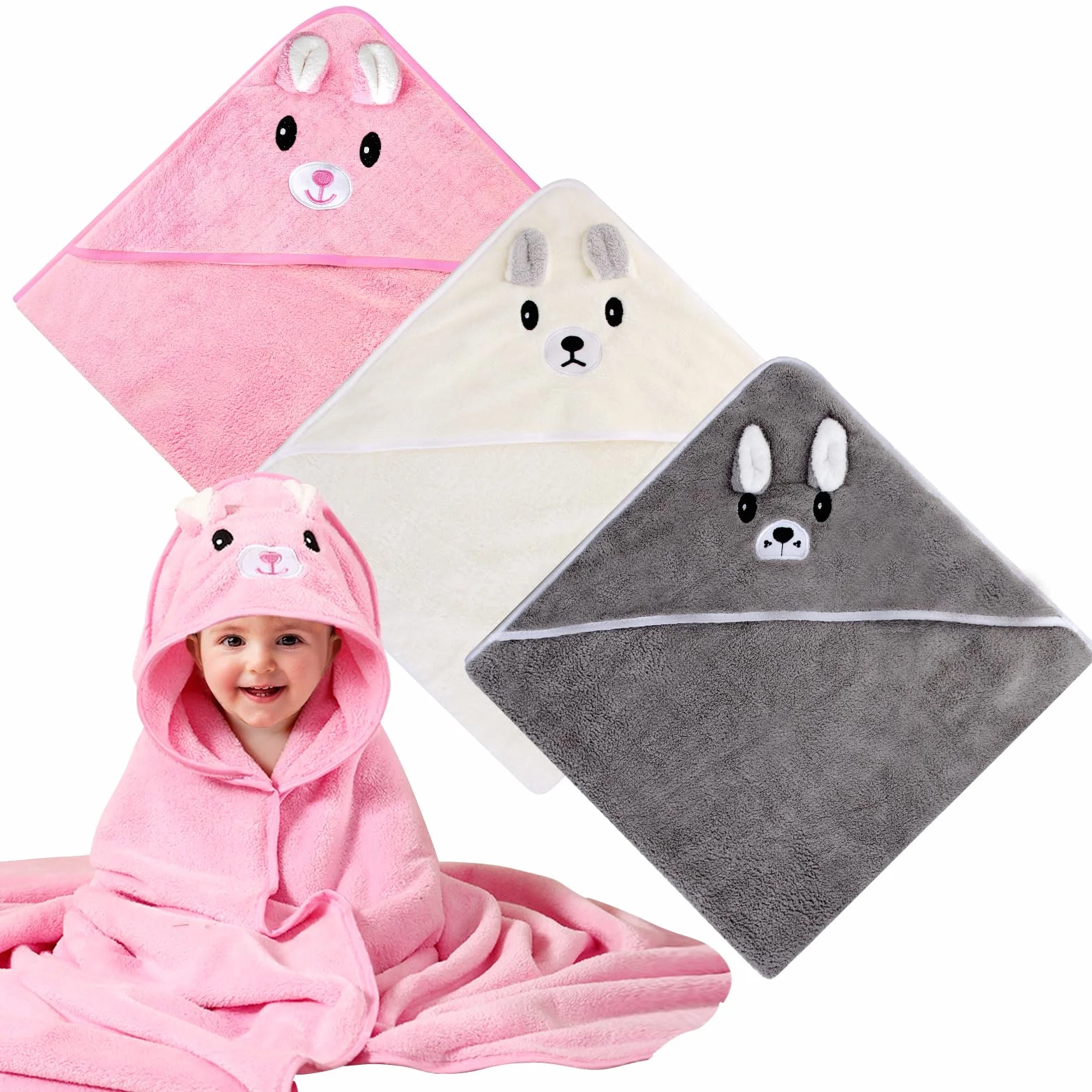 BORDEAG Cape De Bain 3 Pièces 80 x 80 cm pour Bébé 0-2 Ans