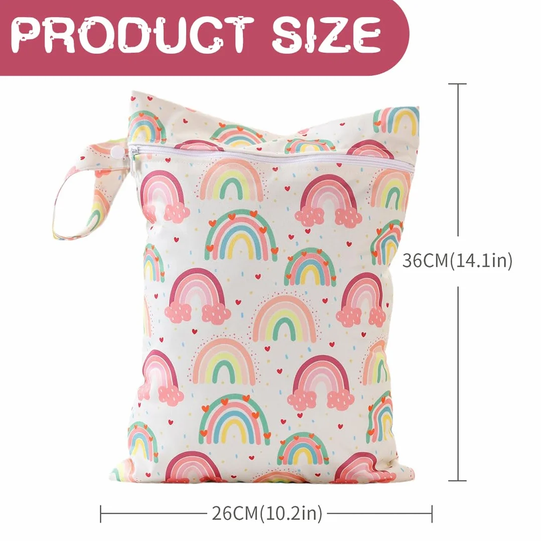 Sac à Couches Lavables Étanche Réutilisable Wetbag Imperméable pour Bébé Piscine Plage Arc-en-ciel
