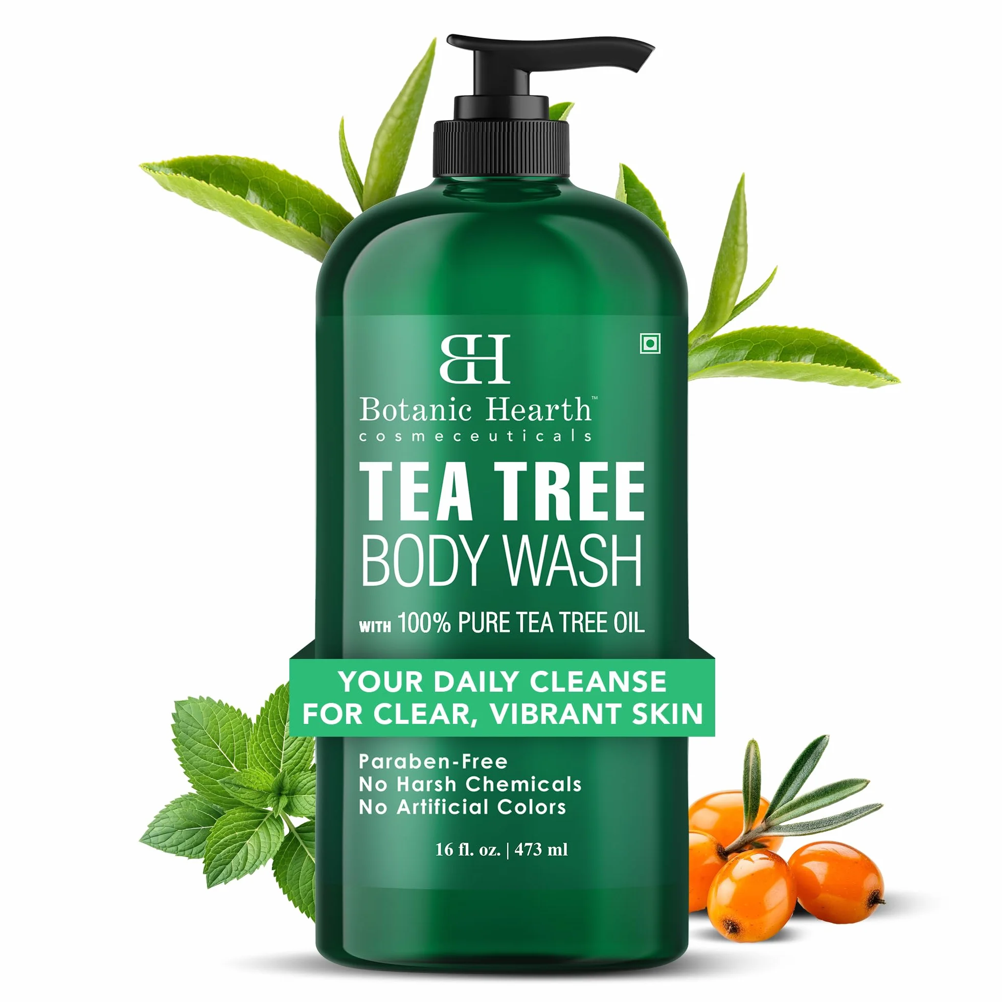 Botanic Hearth Gel douche à l'arbre à thé 473 ml Antifongique Anti-odeurs Naturel Sans Sulfates Ni Parabènes