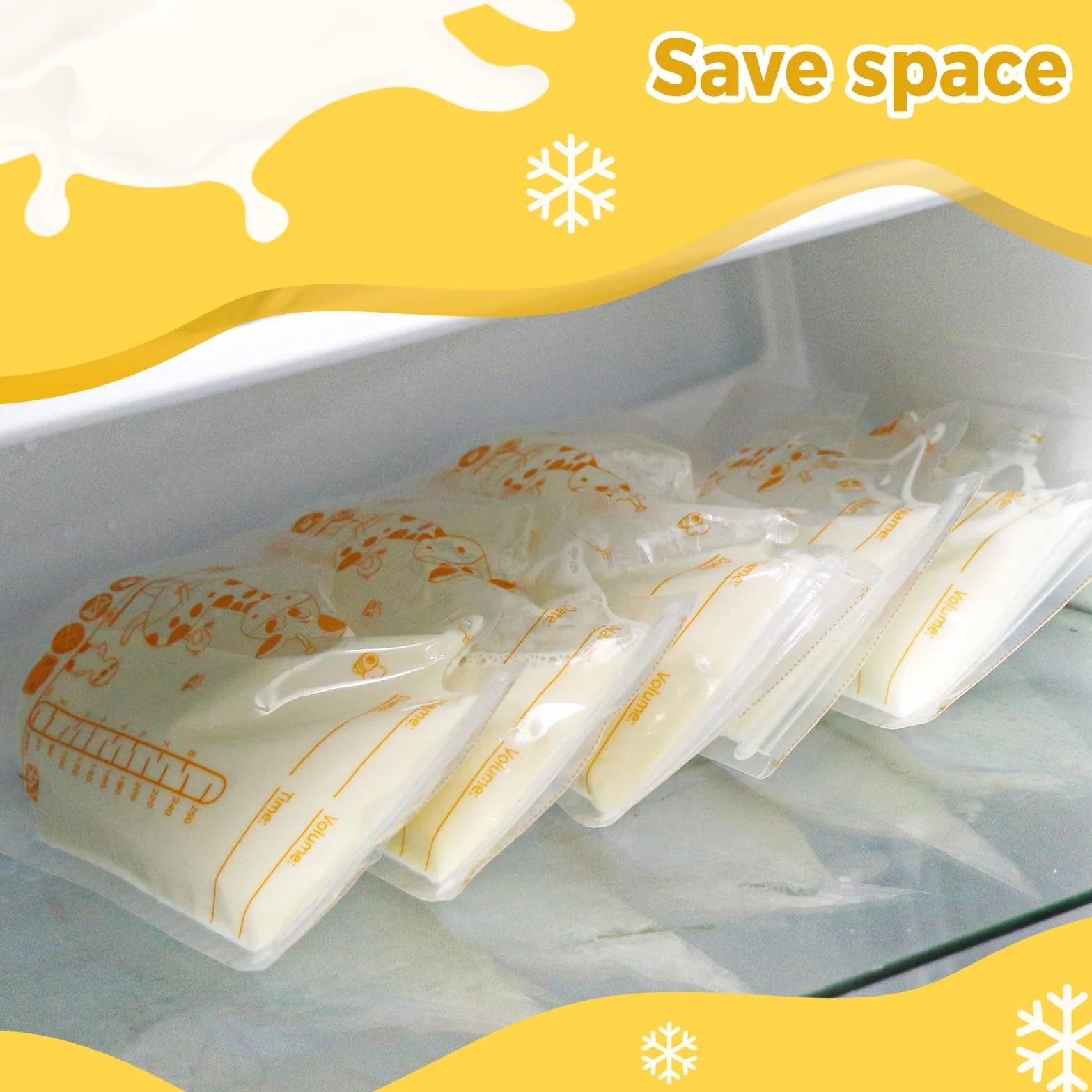 Oderra Sachet Conservation Lait Maternel 50/100 PCS 250/180 ML Double Fermeture Étanche Pré-Stérilisé