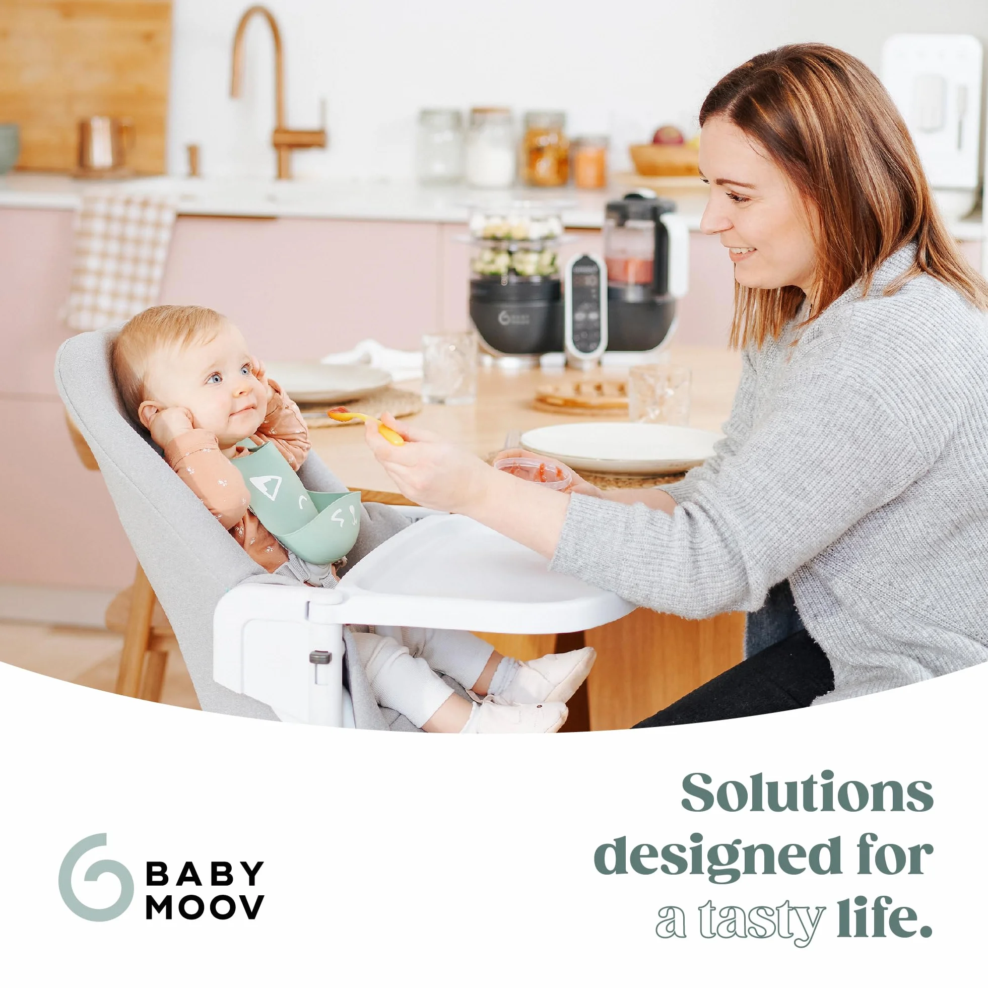 Babymoov Nutribaby+ Robot Cuiseur Bébé Multifonctions 6 en 1, Cuiseur Vapeur Mixeur, Grande Capacité 2,2L, Gris