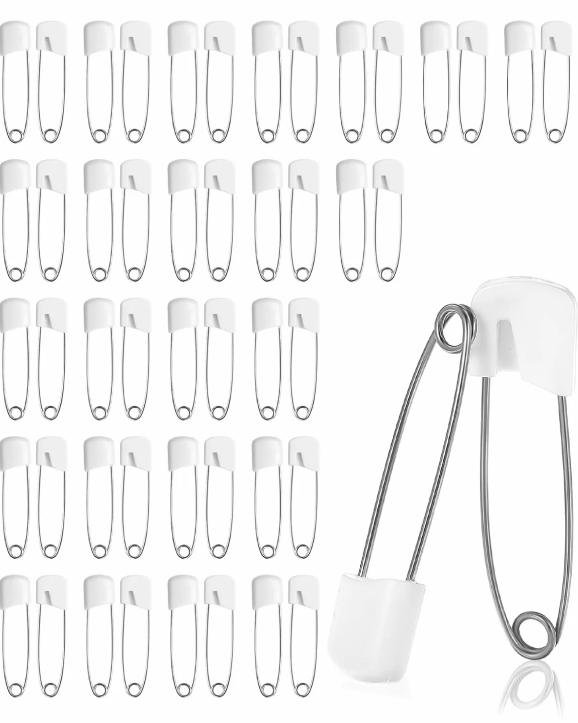 Épingles de Sûreté Bébé 40mm Plastique 50 Pcs pour Couches en Tissu