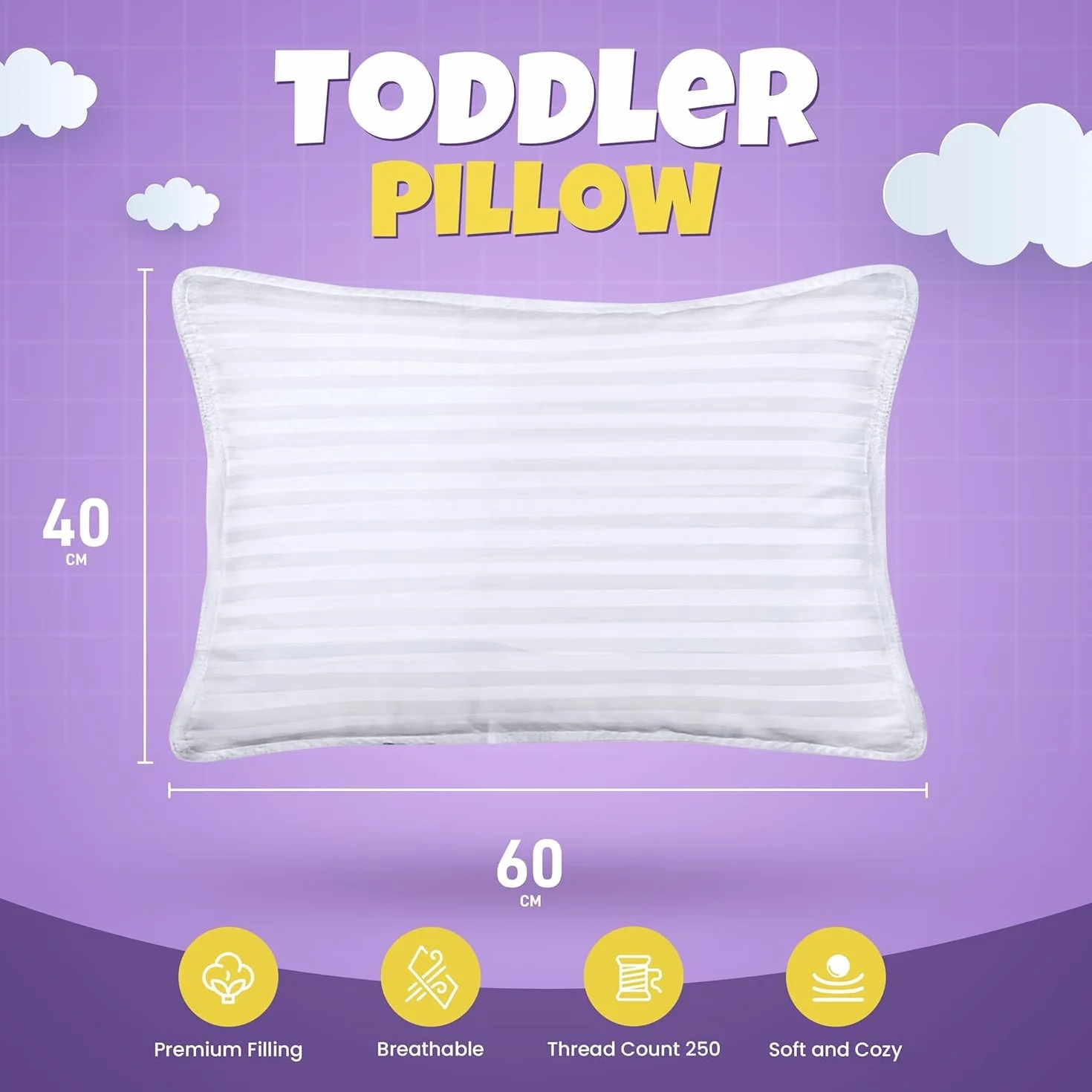 Utopia Bedding Oreiller Enfant Lot de 2 40x60 cm Coussin Tissu Coton Mélangé Respirant Blanc