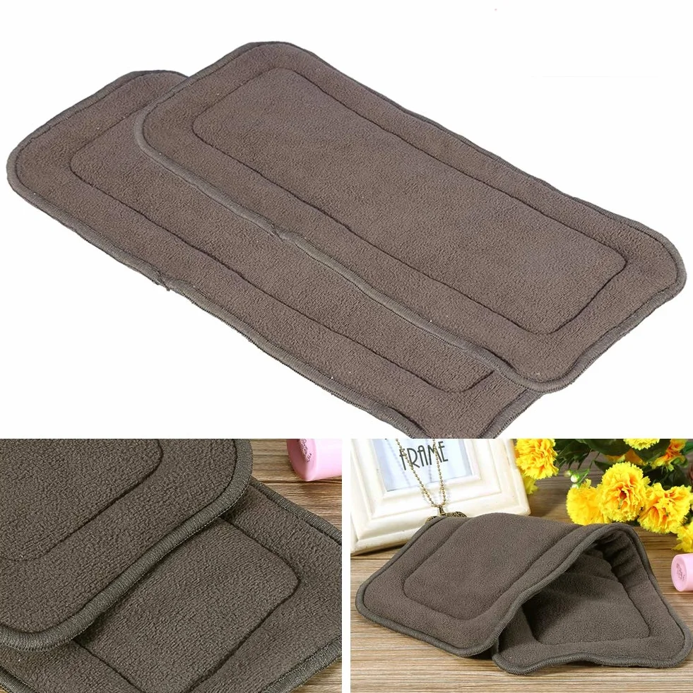 Lavable 5 Couches Tissu Bambou Charbon Doublure Couches Super Absorbante Insertion Adulte M