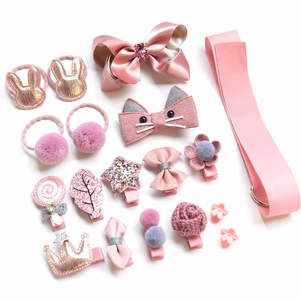 Accessoires de cheveux bébé fille 36 pièces clips arcs élastiques cravates boîte-cadeau