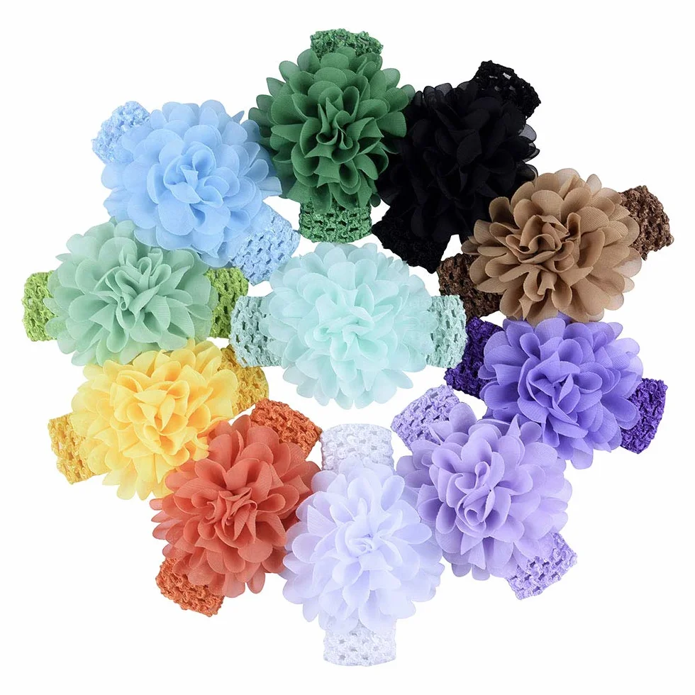 Bandeaux en Mousseline de Soie pour Bébés Filles 18 Pièces Accessoires Cheveux Élastiques Doux