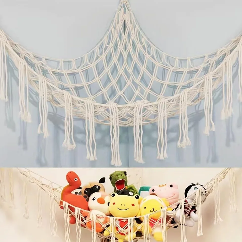 Hamac de Rangement pour Peluches, Sac en Filet Suspendu pour Jouets