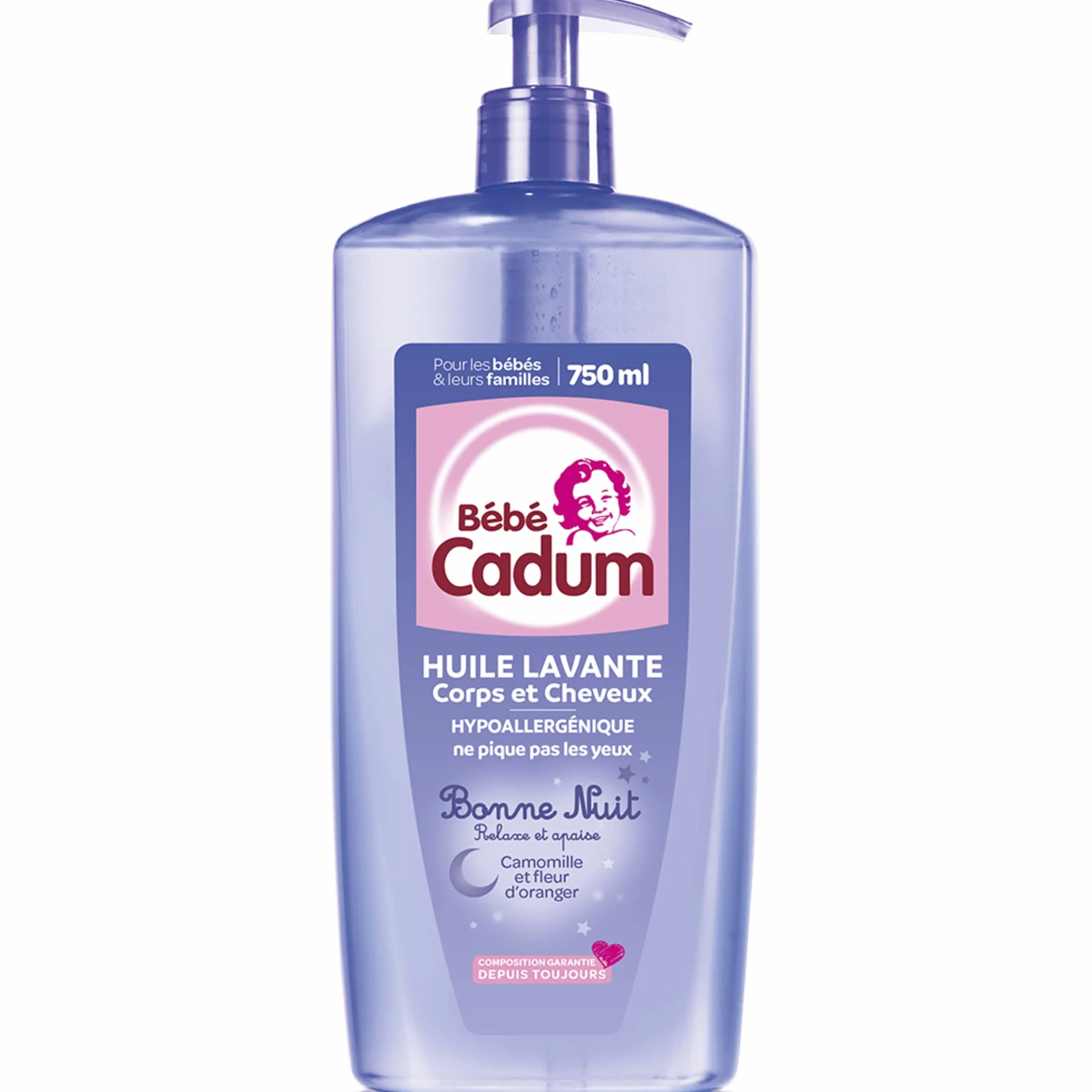 Cadum Huile Lavante Corps et Cheveux Bébé Apaisant Douceur Hypoallergénique Nourrissant