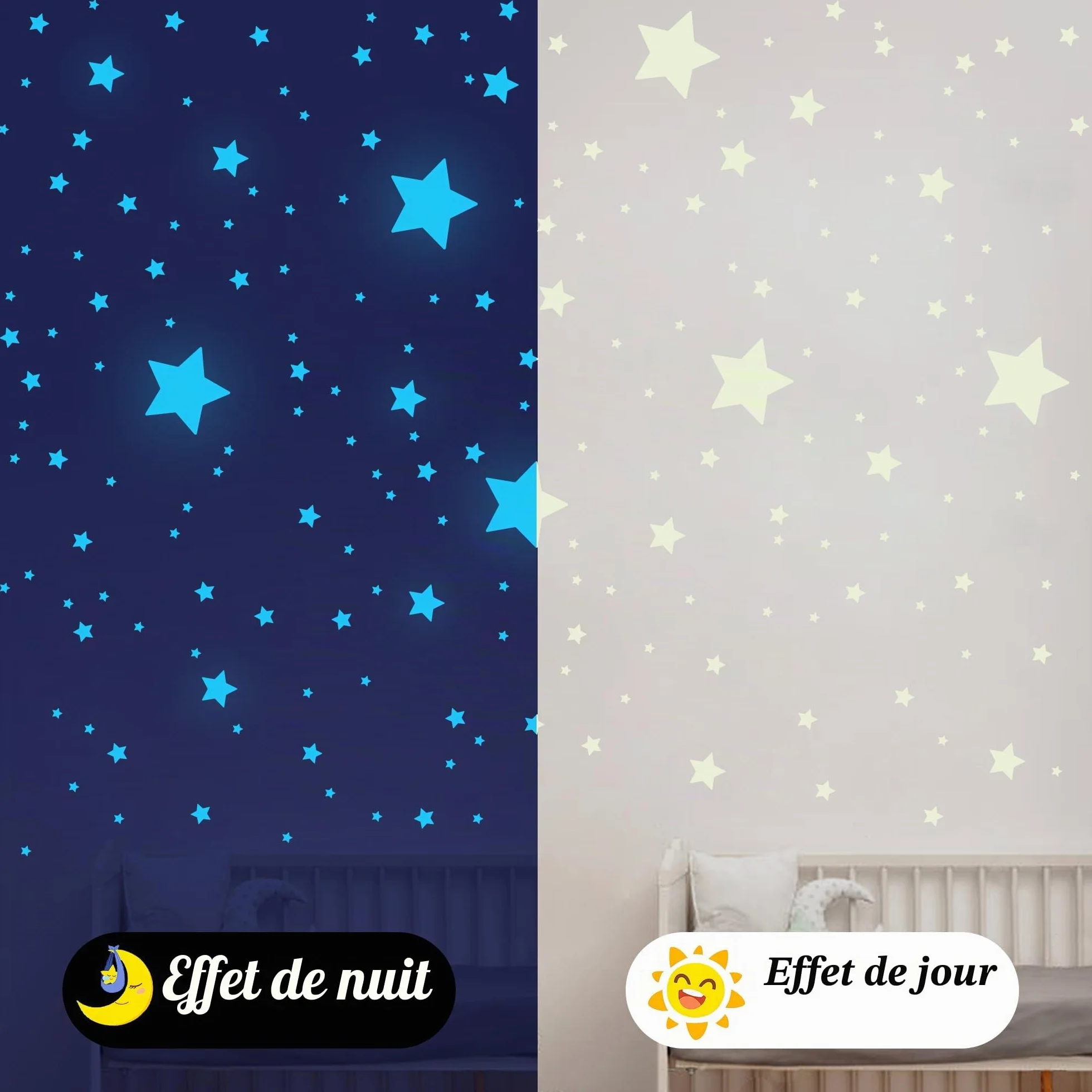 431 Pièces Autocollant Mural Étoiles Fluorescentes Phosphorescentes pour Décoration Chambre Enfants