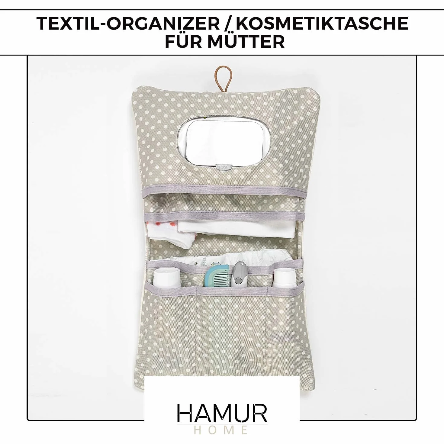 HAMUR HOME Sac à Langer Bébé 2in1 Lingettes Accessoires Pochette Voyage