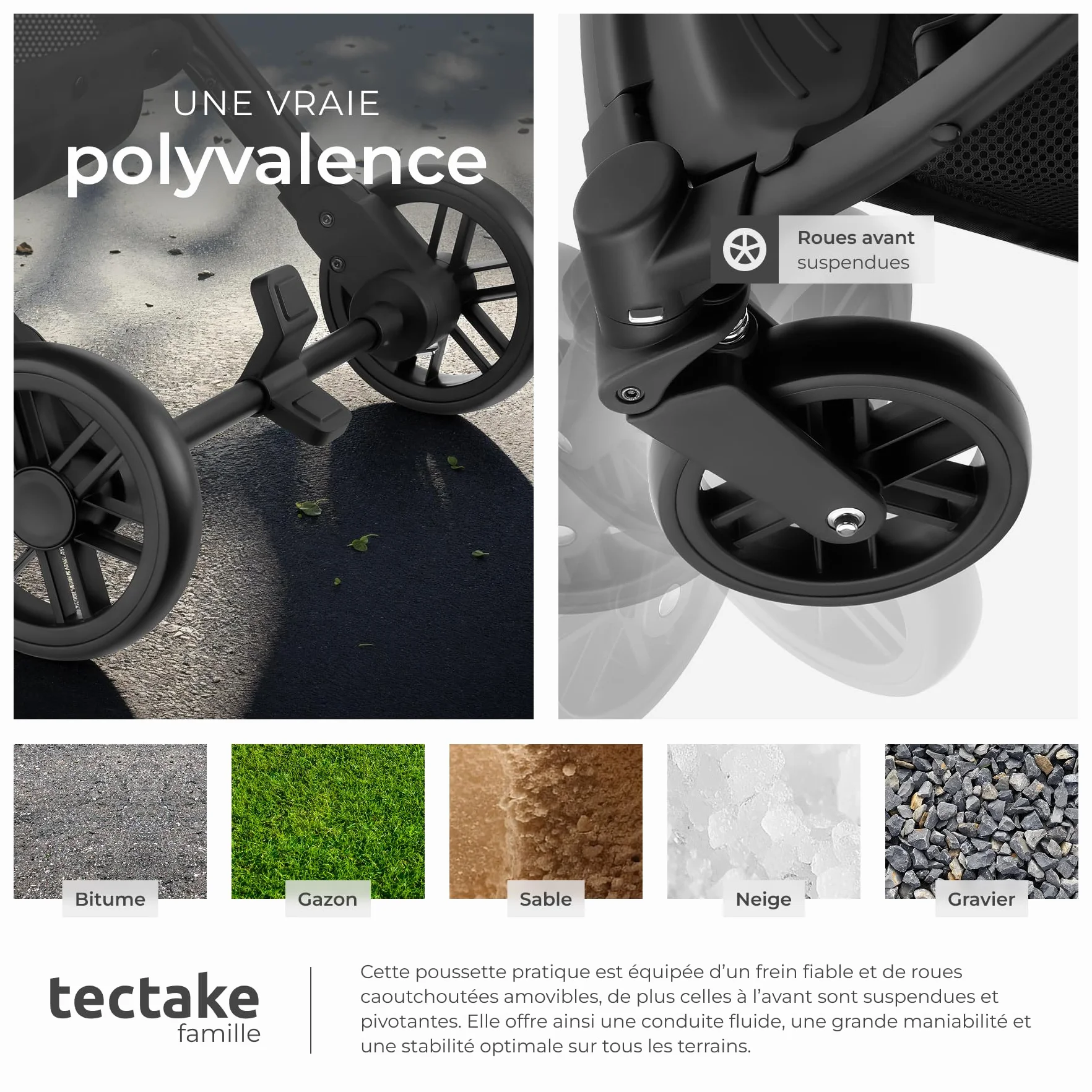 Tectake Poussette compacte pliable 0-36 mois avec panier rangement harnais 5 points légère voyage bébé