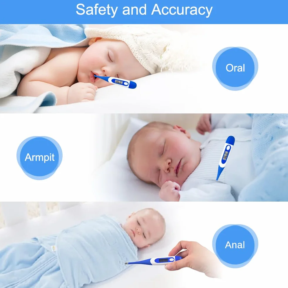 Berrcom Thermomètre Flexible Médical Buccal Avant-Bras étanche avec Alarme de Fièvre