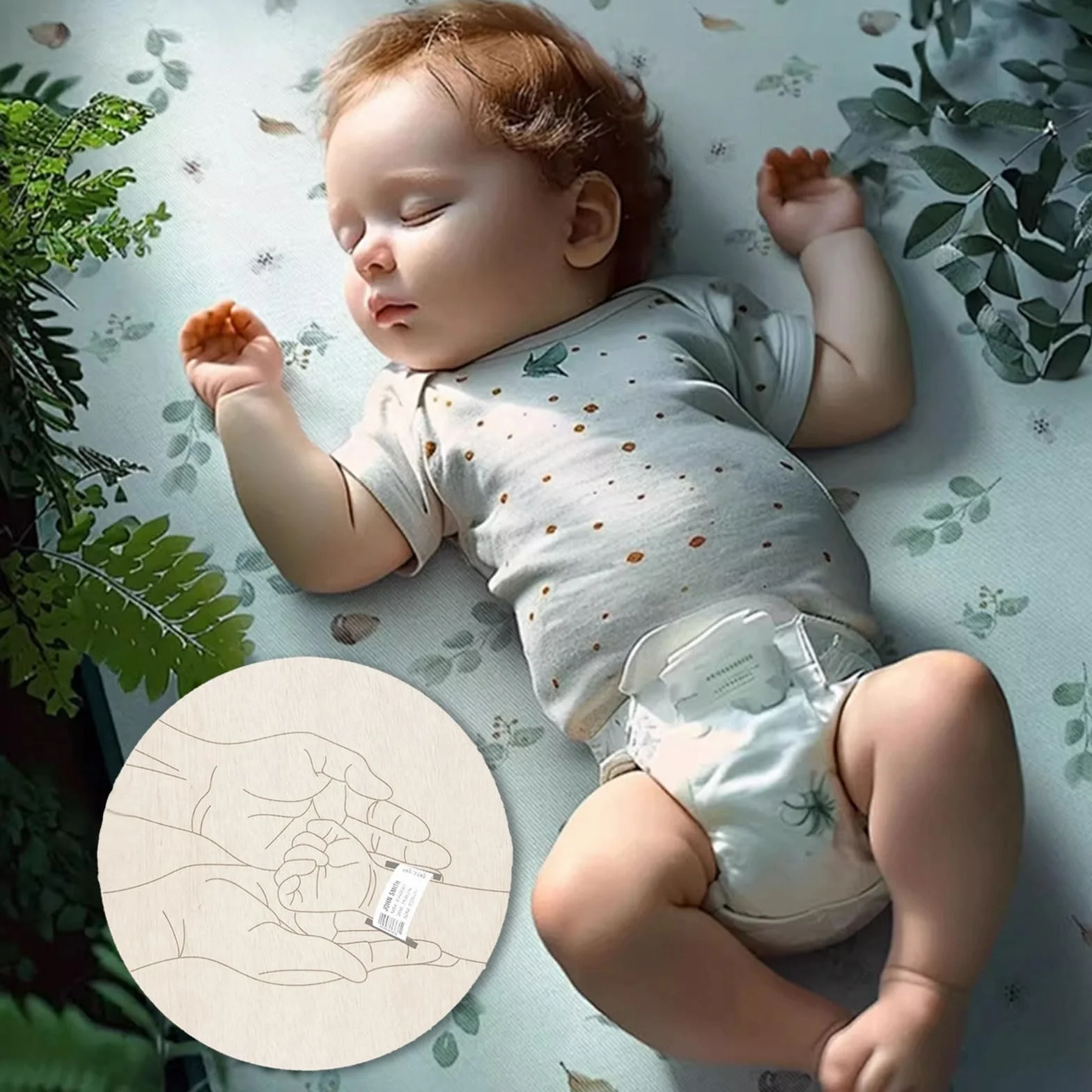 Souvenir de naissance bébé en bois avec gravure support bracelet coffre-fort citrouilles jalons