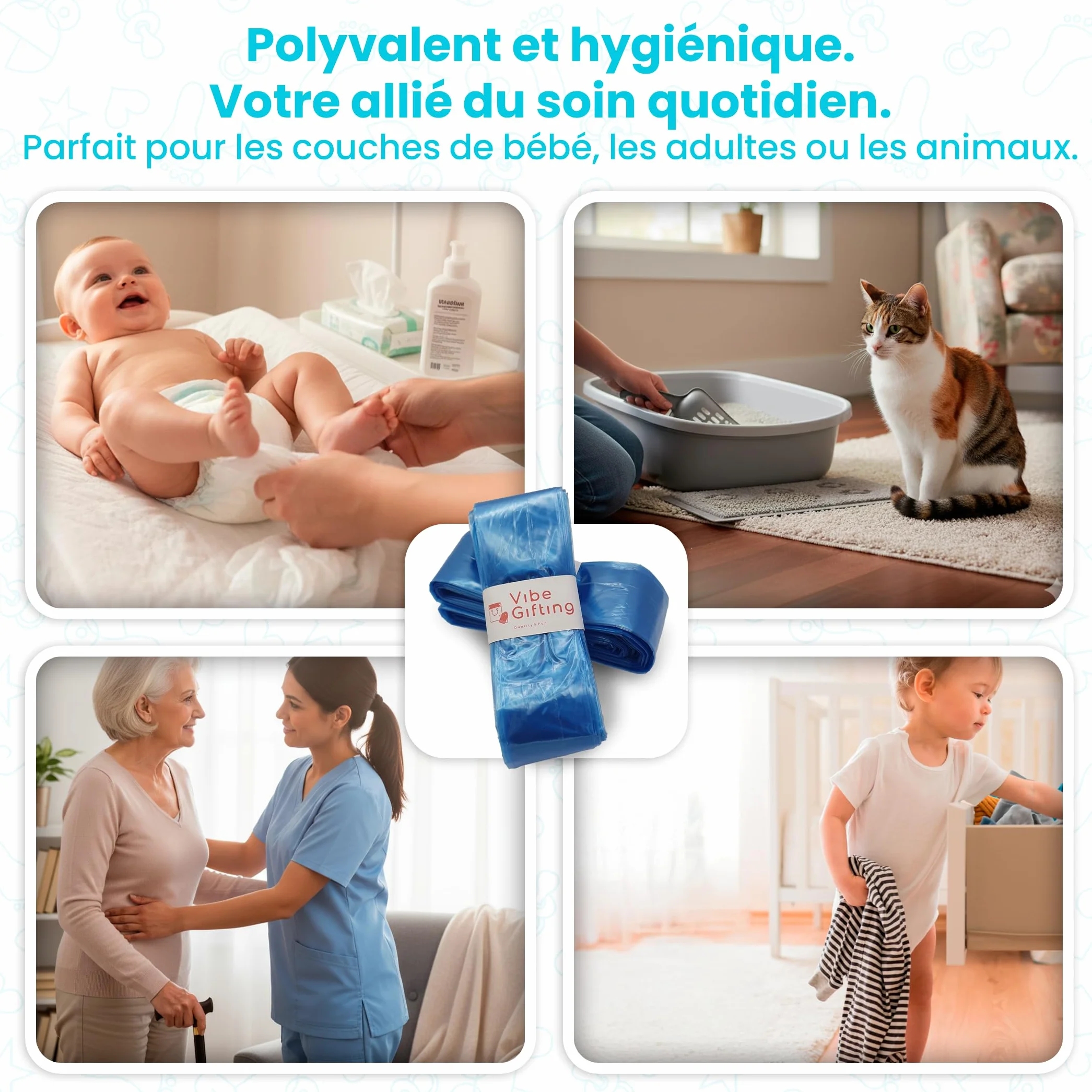 VibeGifting® Pack XXL-9 Recharge Poubelle à Couche 10 m Compatible Tommee Tippee Angelcare Antibactérien Parfumé Anti-Odeur Sans BPA Recyclé