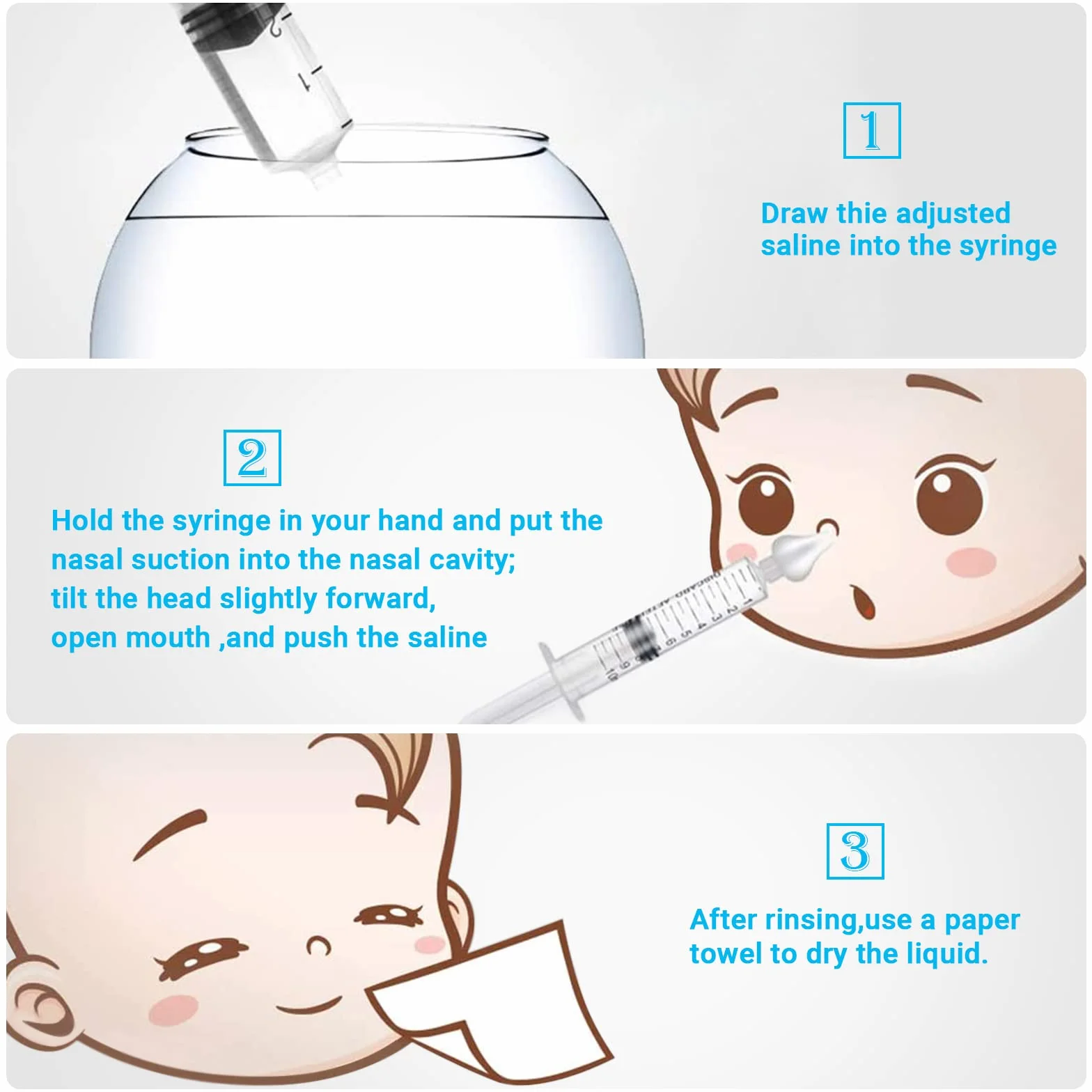 Aspirateur Nasal pour bébé Mouché-Bébé avec Embout en Silicone Réutilisable 10 ml