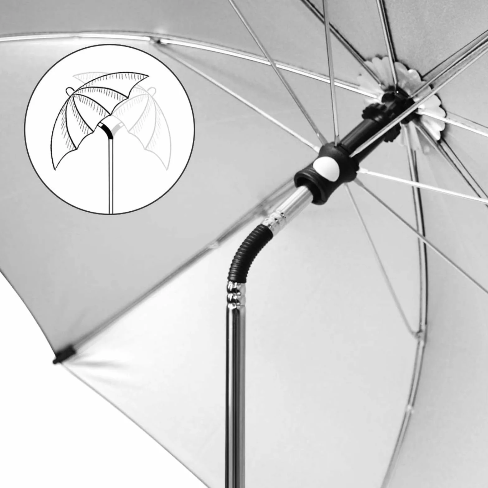 Parasol Poussette Universelle Anti UV 50+ Diamètre 73 cm Noir