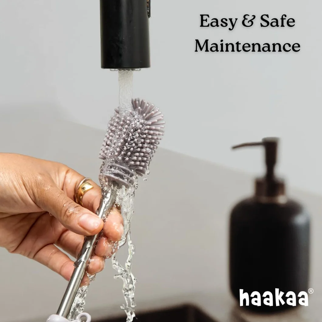 Haakaa Kit de brosses de nettoyage en silicone - pour bouteilles et crevasses - silicone alimentaire