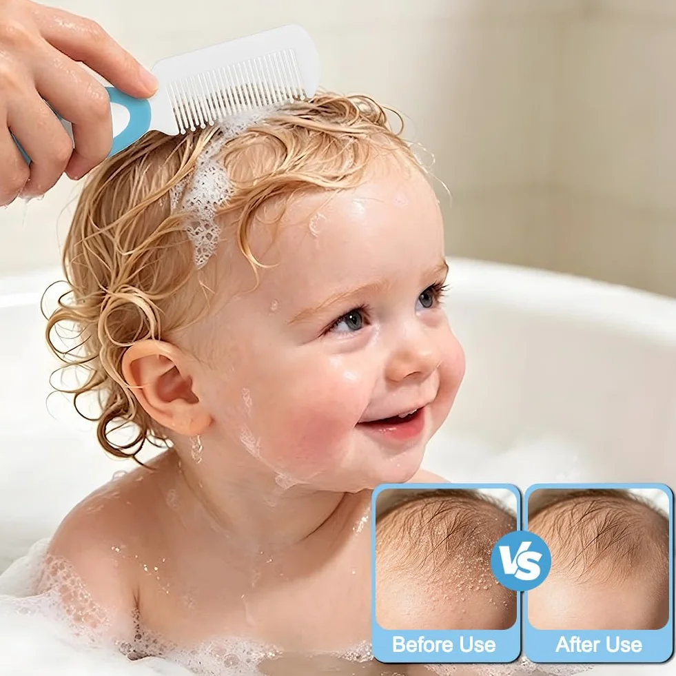 Ensemble Brosse à Cheveux Bébé Poils Naturels Doux Manche Antidérapant 3 Pièces