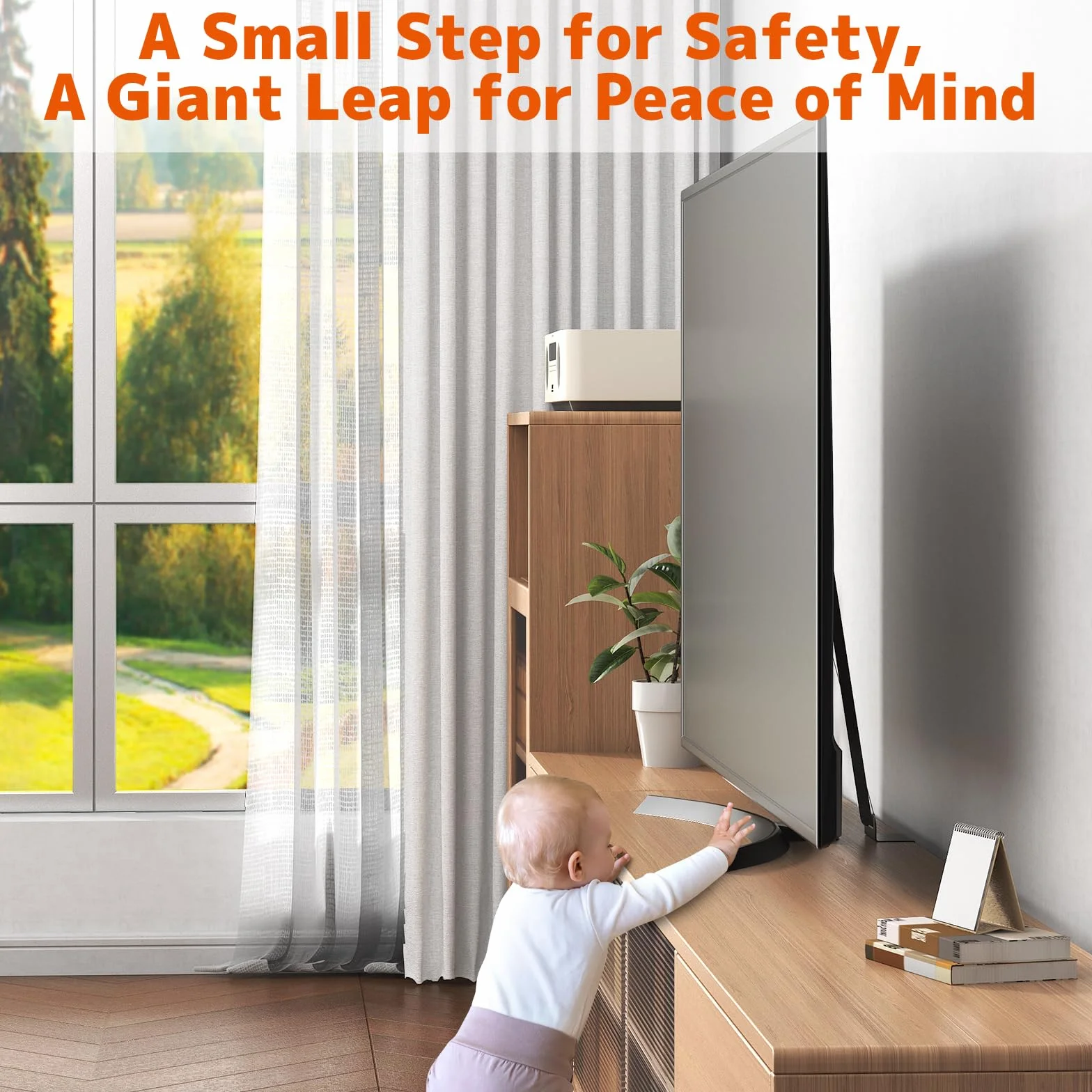 PUTORSEN Sécurité Anti-basculement Meubles Téléviseur Sangle Ajustable avec Pinces sans Perçage, pour Baby Proofing, Compatible avec Trous VESA