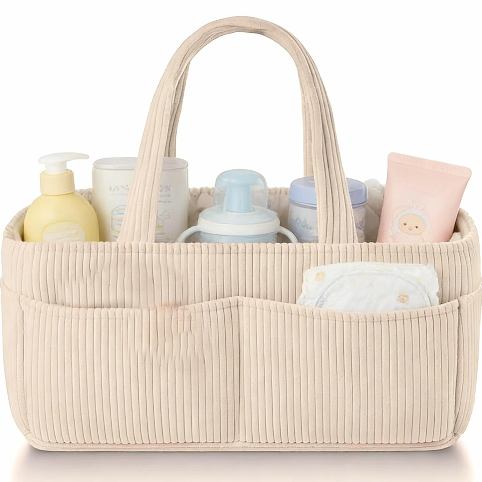 GBKDQQ Organiseur de sac à langer bébé multifonction portable compartiments amovibles peluche beige