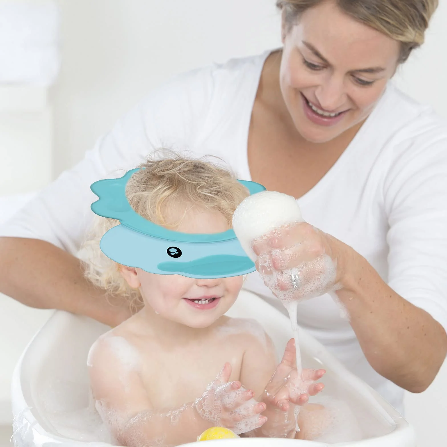 VIKSAUN Bonnet de douche pour enfants bébé, visière réglable protège yeux et oreilles