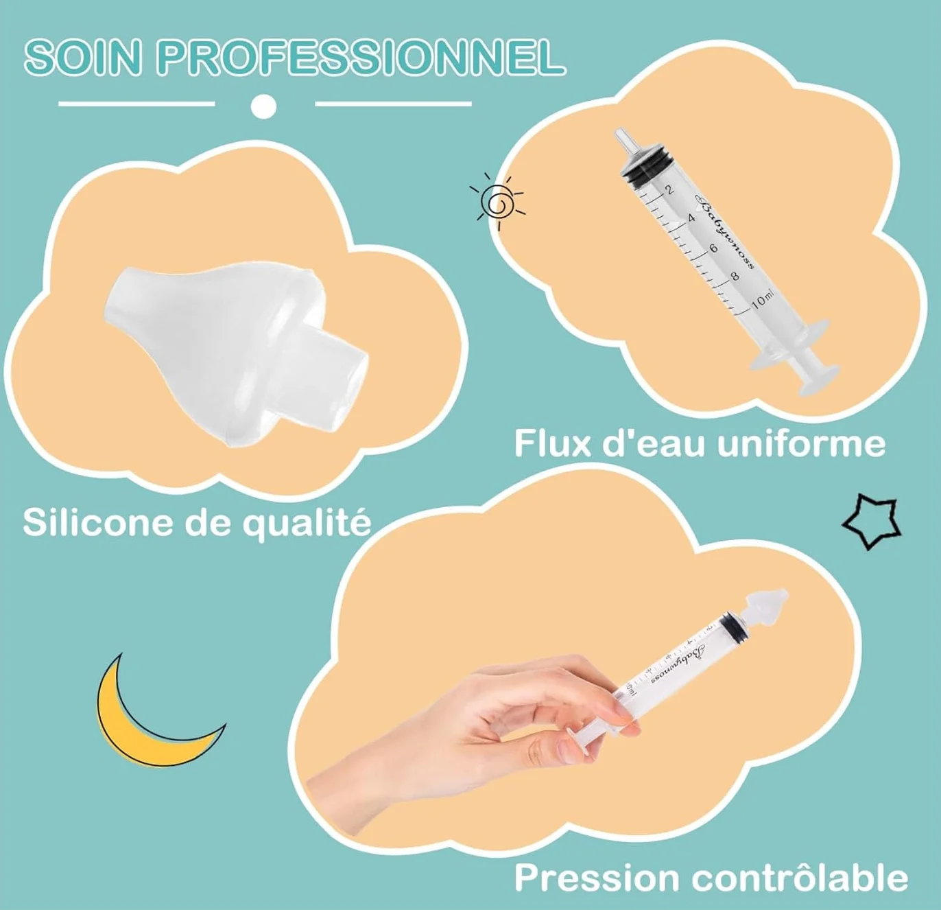 Lot de 16 Embout Seringue Nasale Bébé Mouche Bébé Blanc 16 Pièces + 1 Brosse