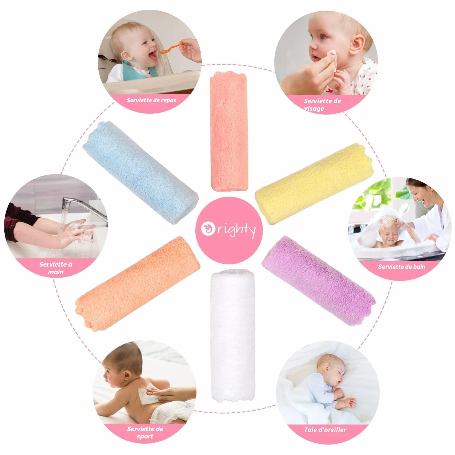 Orighty Lot de 24 débarbouillettes pour bébé en microfibre corail douces absorbantes