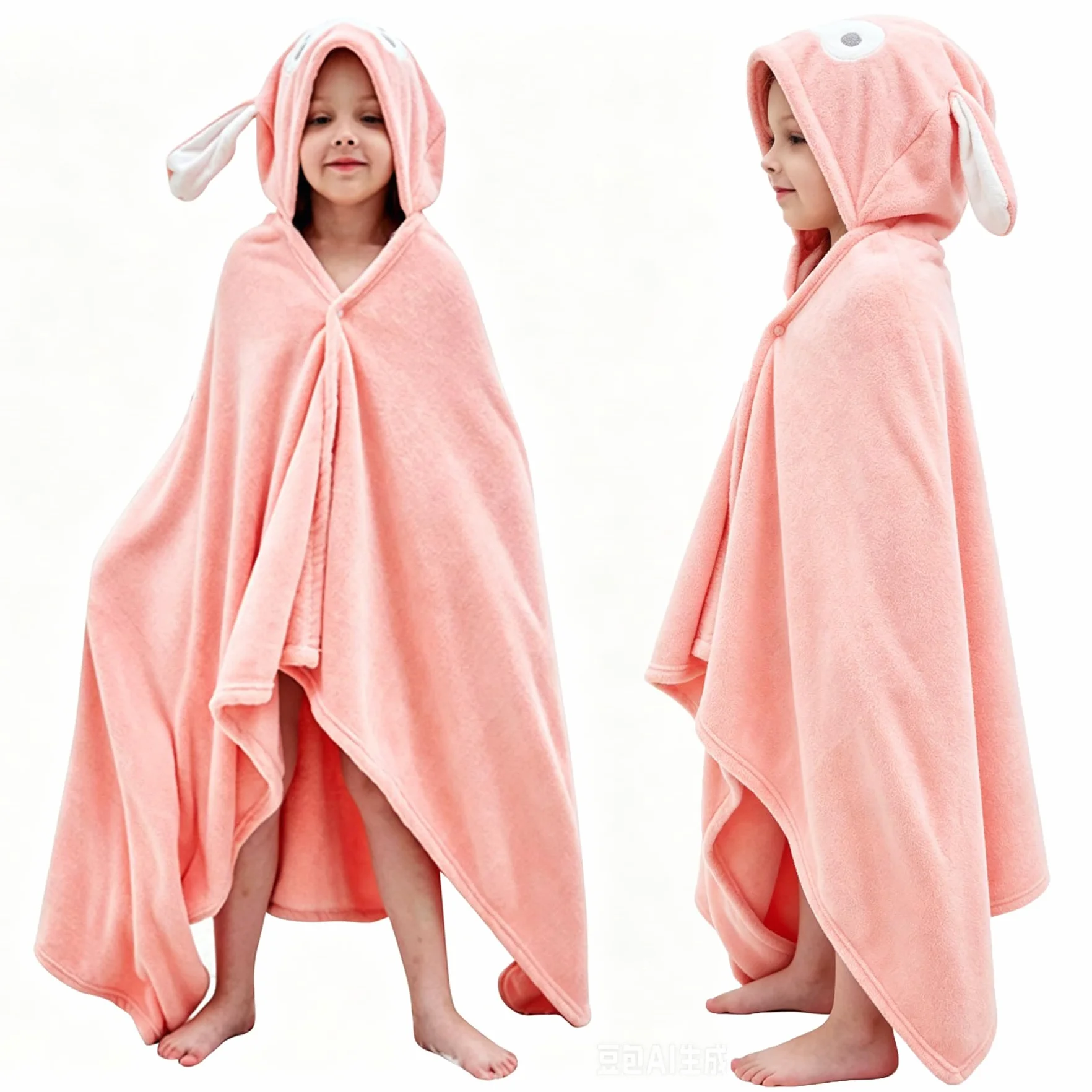 Serviette de Bain Bébé avec Capuche Doux Absorbant Poncho pour Enfants Nouveau-né