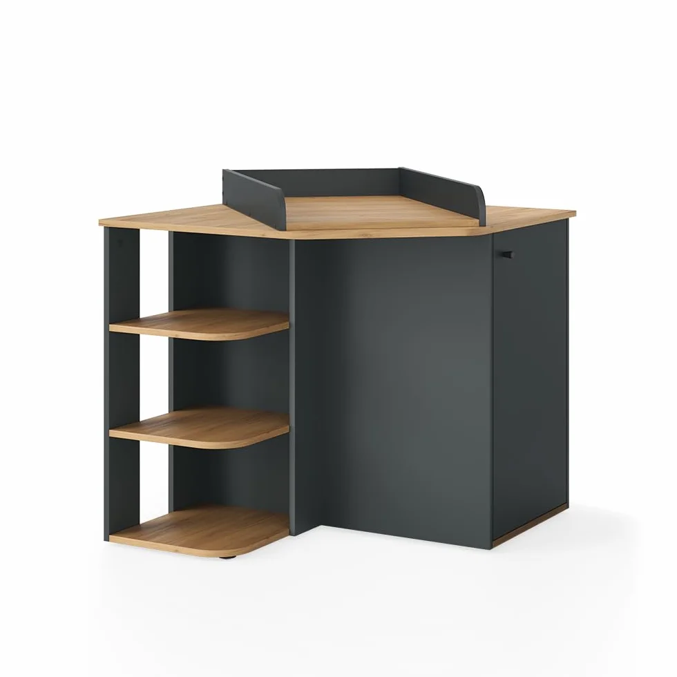 Vicco Commode à Langer Kristian Anthracite Artisan 85x77.3cm 3 Compartiments Fermés Table à Langer Rangement