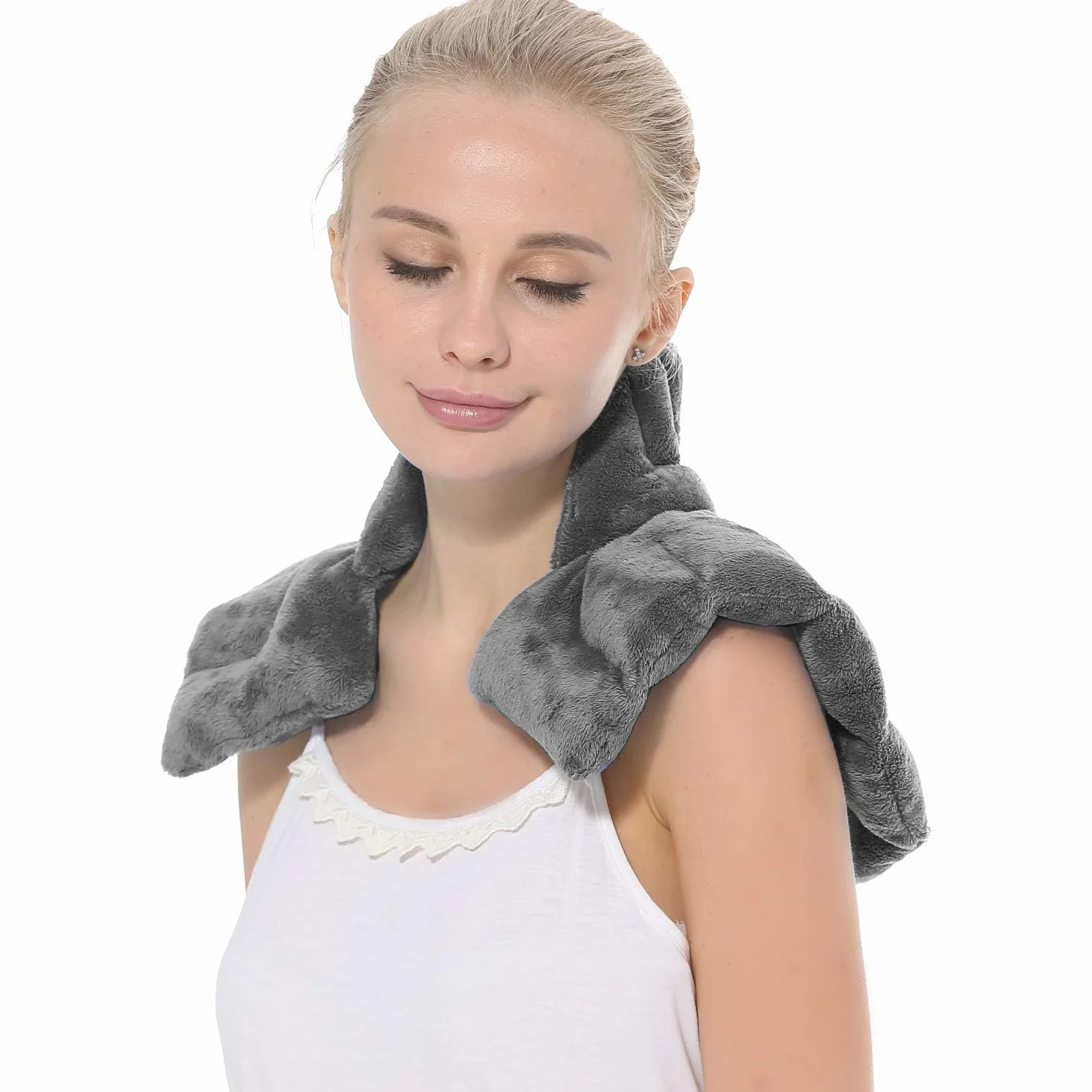 Aroma Season Coussin chauffant pour le cou et les épaules à micro-ondes Soulagement de la douleur et arthrite (Gris)