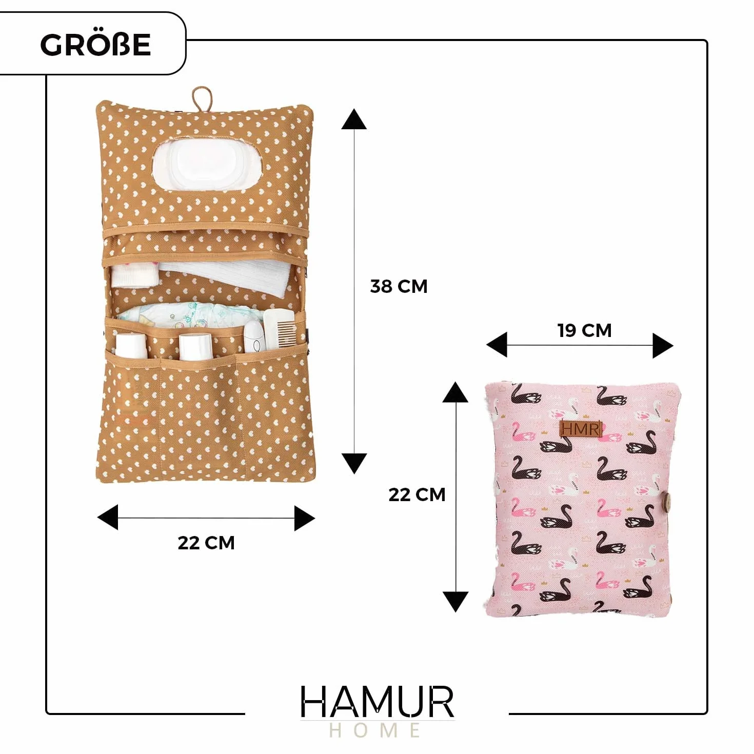 HAMUR HOME Sac à Langer Bébé 2in1 Lingettes Accessoires Pochette Voyage