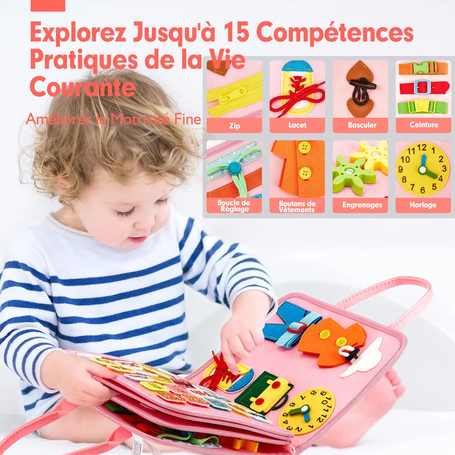 hahaland Busy Board Jouet Montessori 7 en 1 Licorne Jouet Éducatif 5 Couches Planche