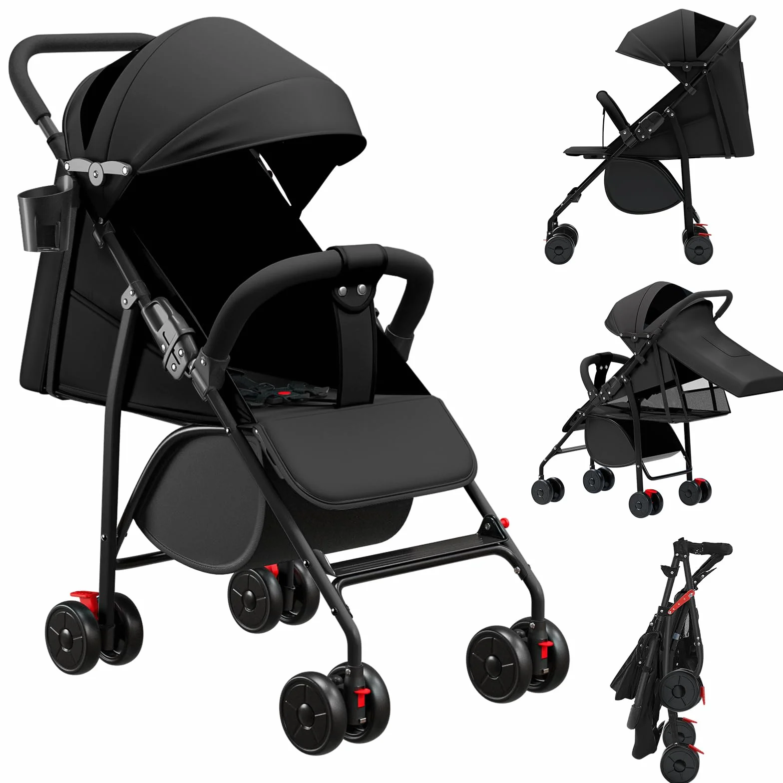 Poussette canne compacte Ingenious Noir 47x72x97cm de la naissance à 4 ans 25 kg