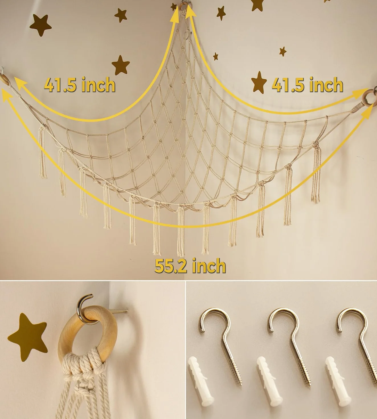 Stuffed Animal Storage Hammock Large Toy Net for Plush Organizer Kids Room Decor