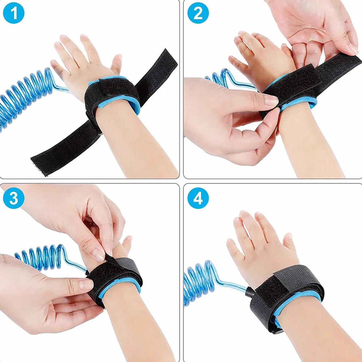 Baudrier de Sécurité pour Enfants Anti-Perdu Poignet en Coton Respirant 360° 1.5M Rouge/Bleu