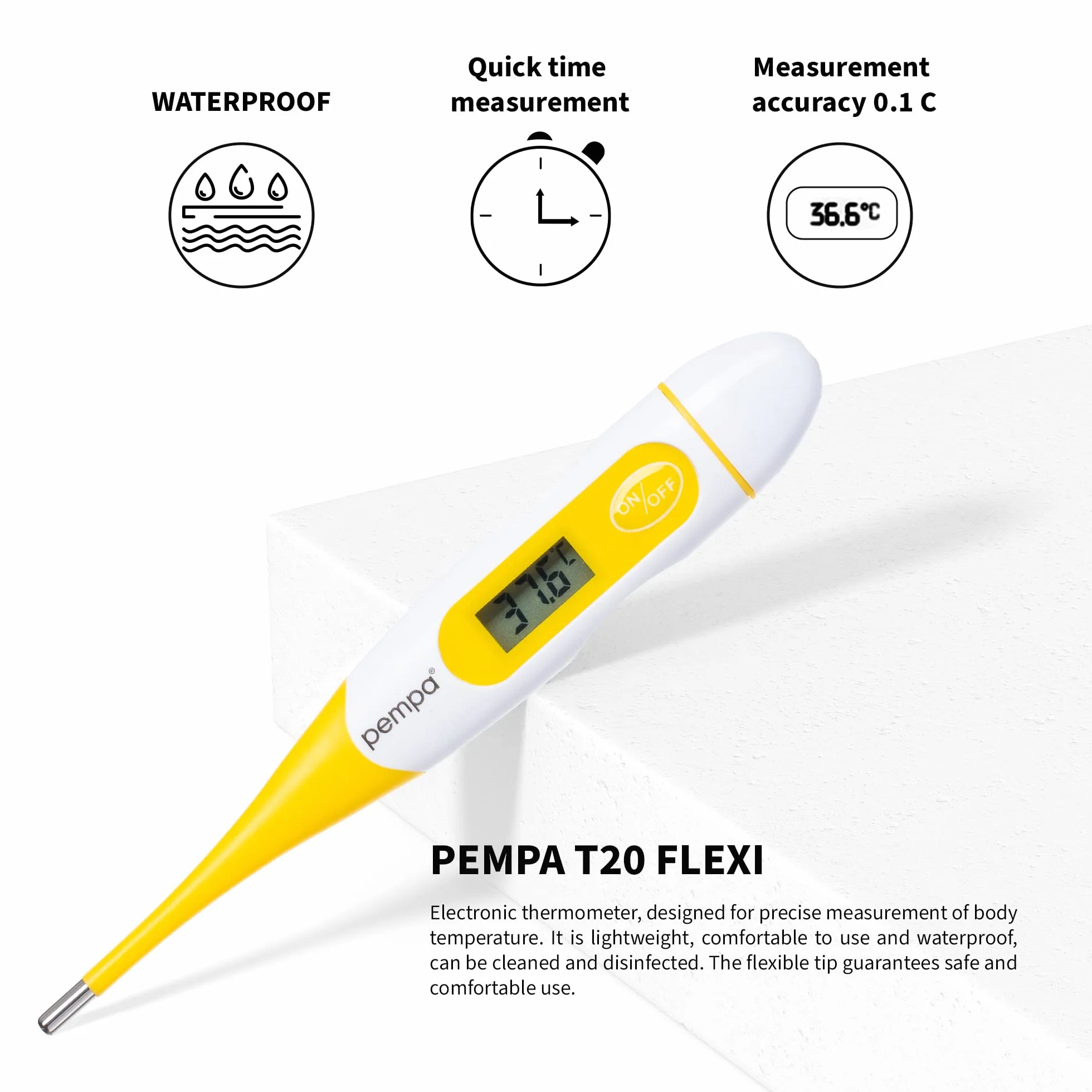 Thermomètre Électronique Basal Clinique Oral Rectal Axillaire Flexible pour Bébé Enfant Adulte