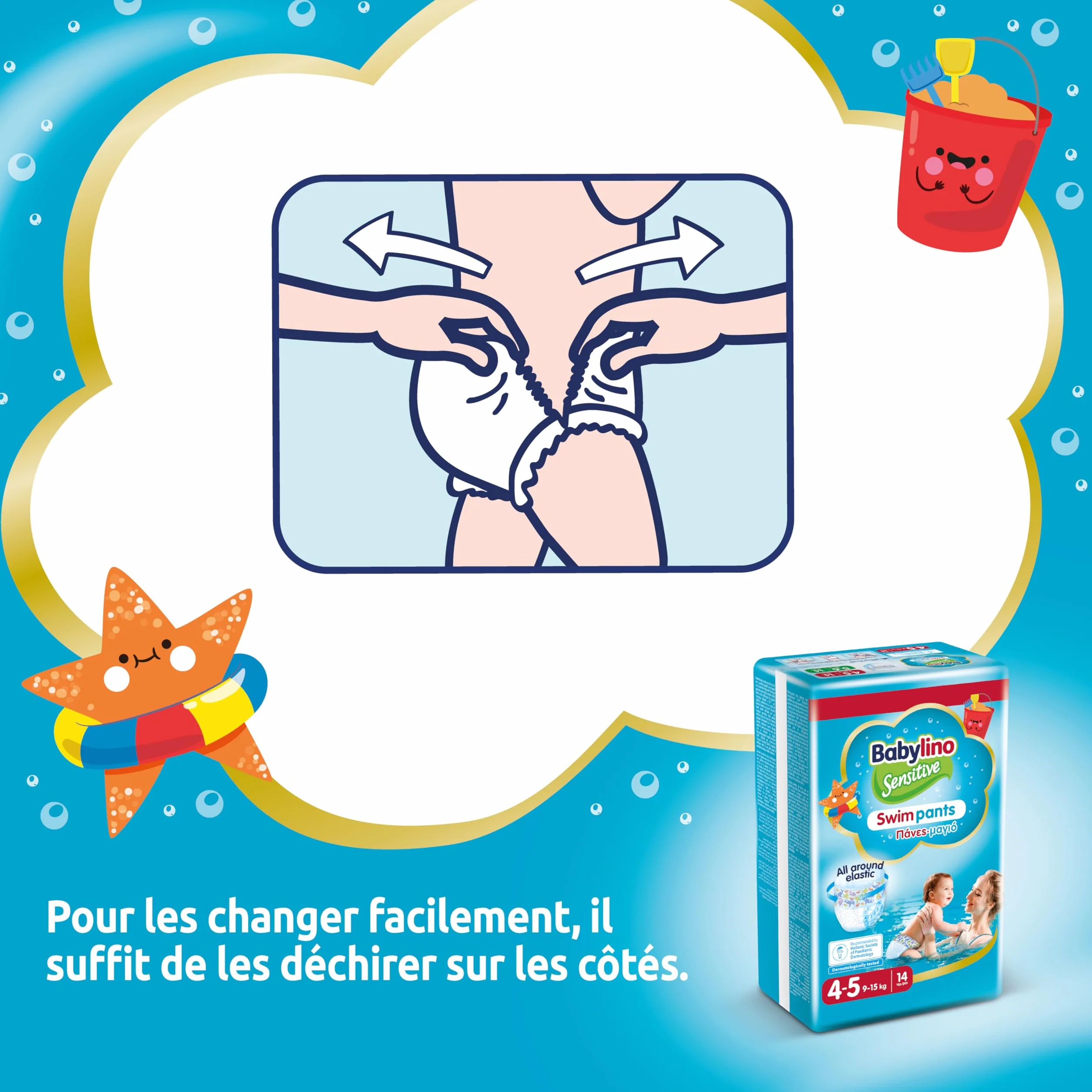 Babylino Sensitive SwimPants taille 4-5 (9-15 kg) 14 unités couches de mer piscine