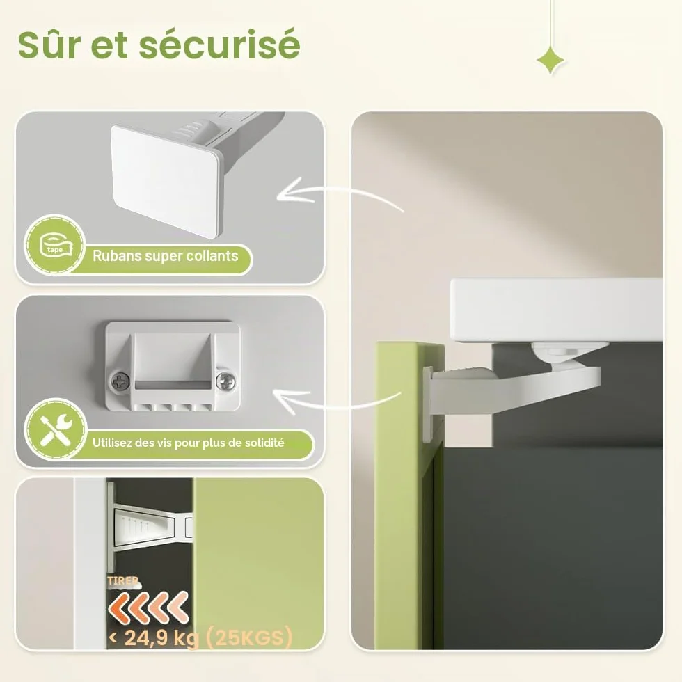 SAFELON 12 Pièces Serrures d’armoire de sécurité pour bébé à l’épreuve des enfants avec vis (Blanc)
