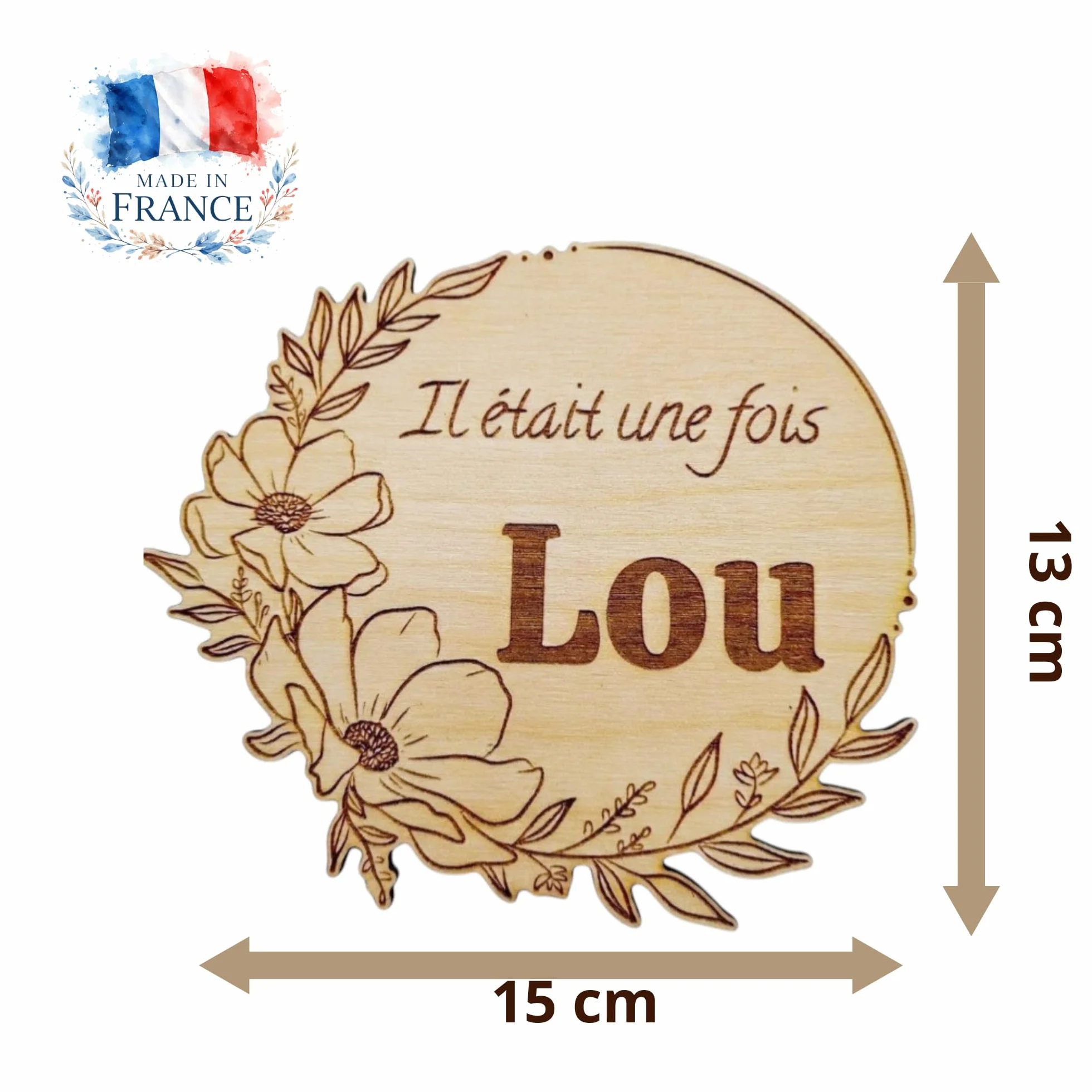 Plaque de Naissance Personnalisée en Bois 15cm Gravée Décoration Chambre Bébé Cadeau Unique