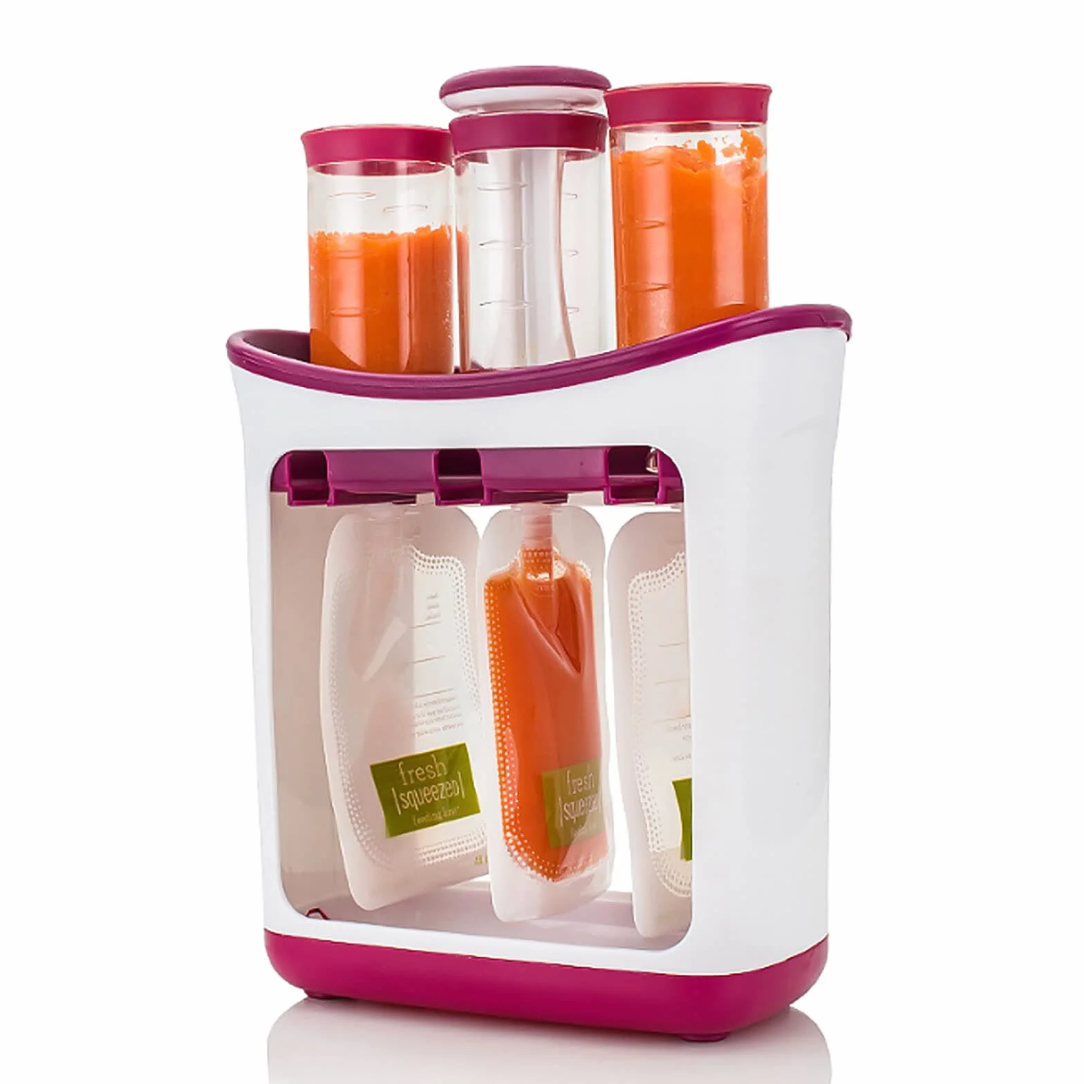Machine à Aliments pour Bébé avec Sacs Compressibles Sans BPA, Station de Compression pour Smoothie Jus de Fruits