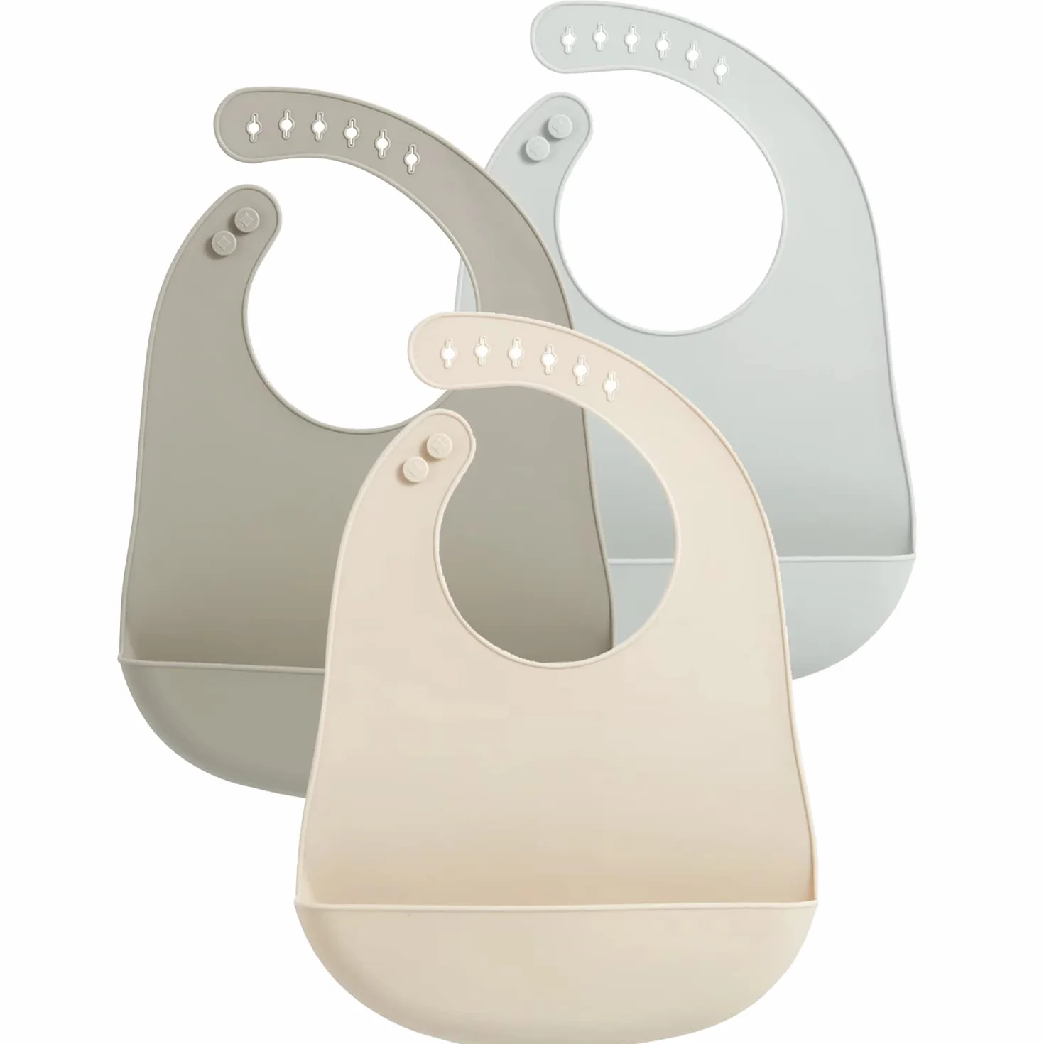 Bavoir pour Bébé en Silicone PandaEar Lot de 3 Imperméable Ultra Fins Léger Ajustable Facile à Nettoyer