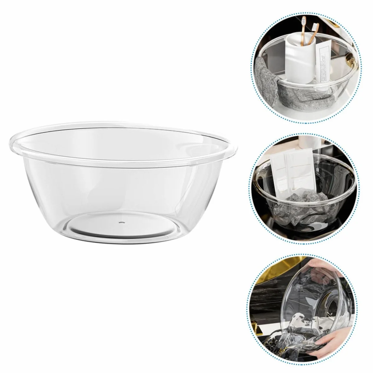 Vasque en Plastique Transparent Bassin de Lavage pour Visage Shampoing Seau Lavabo Salle de Bain
