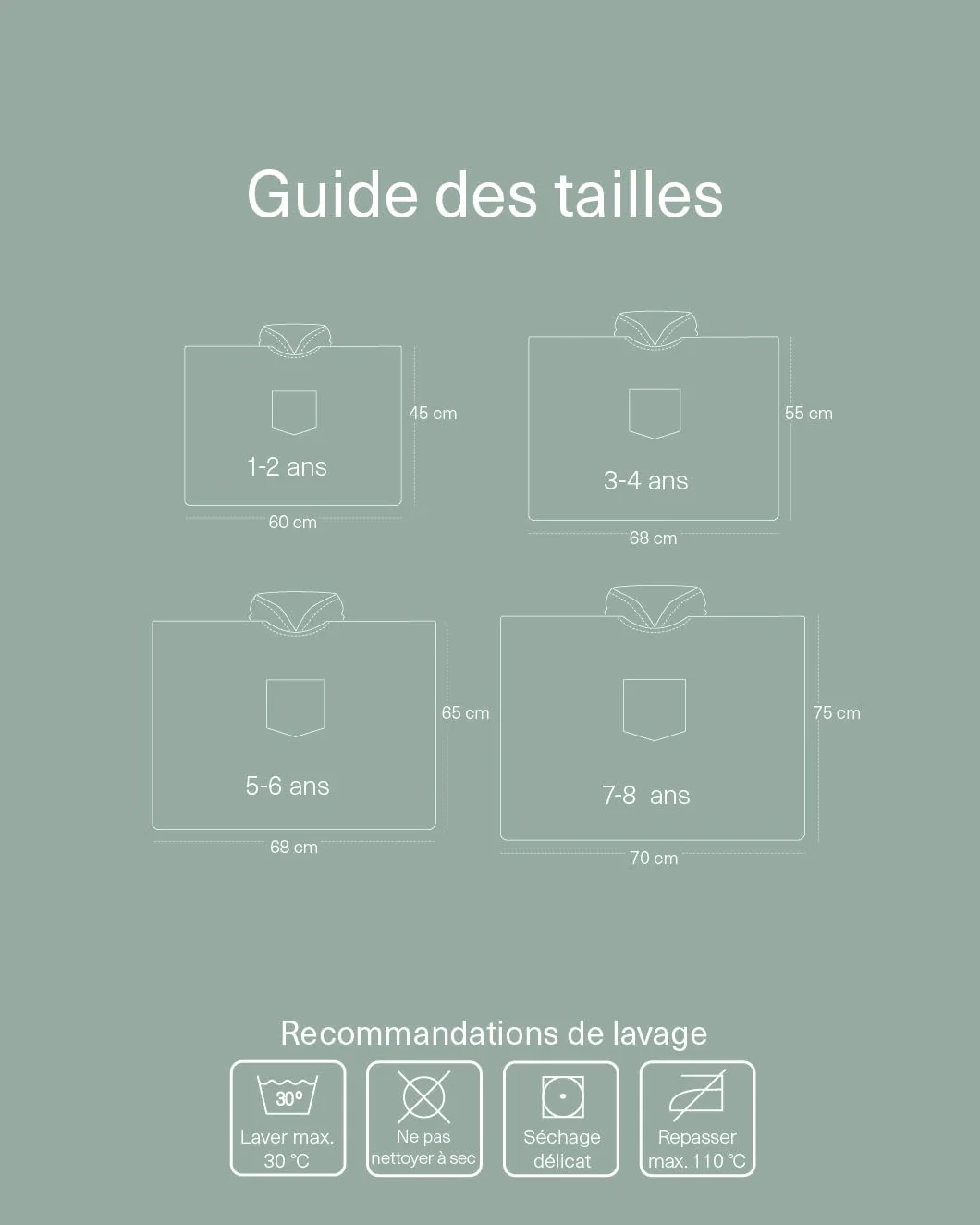 Poncho de Bain pour Enfants Serviette de Plage à Capuche KHAKI & ROSE STRIPES