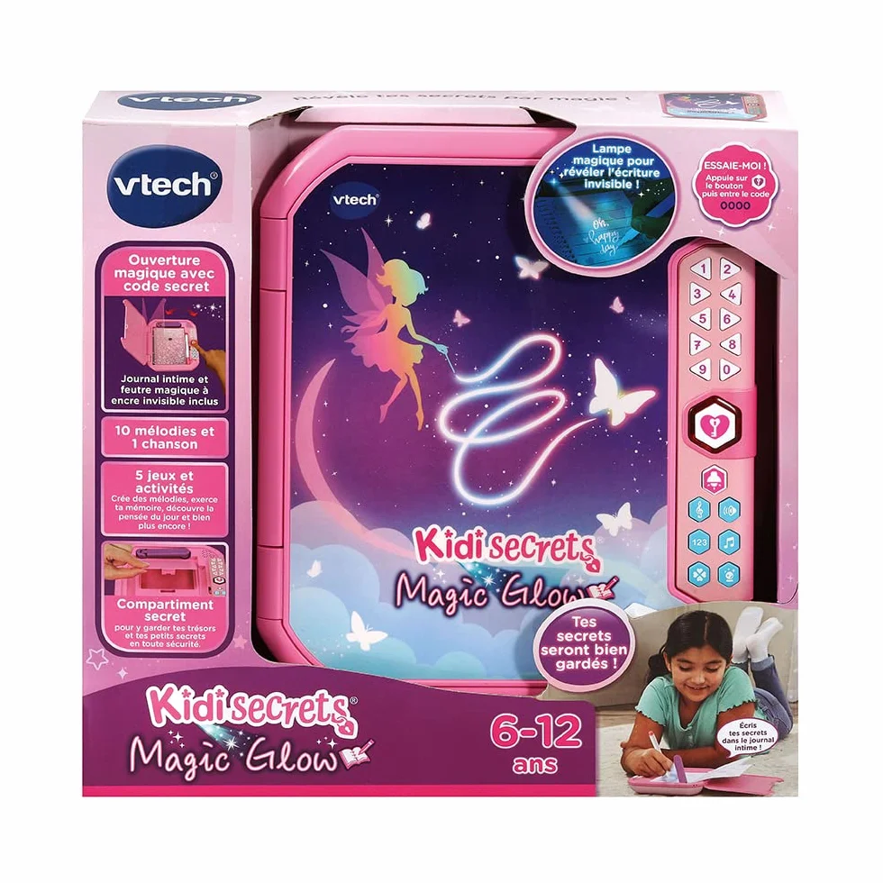 VTech KidiSecrets Magic Glow Journal Intime Électronique avec Code 5 Activités Jeux Carnet Secret Papier Feutre Encre Invisible Cadeau Enfant 6-12 Ans Français