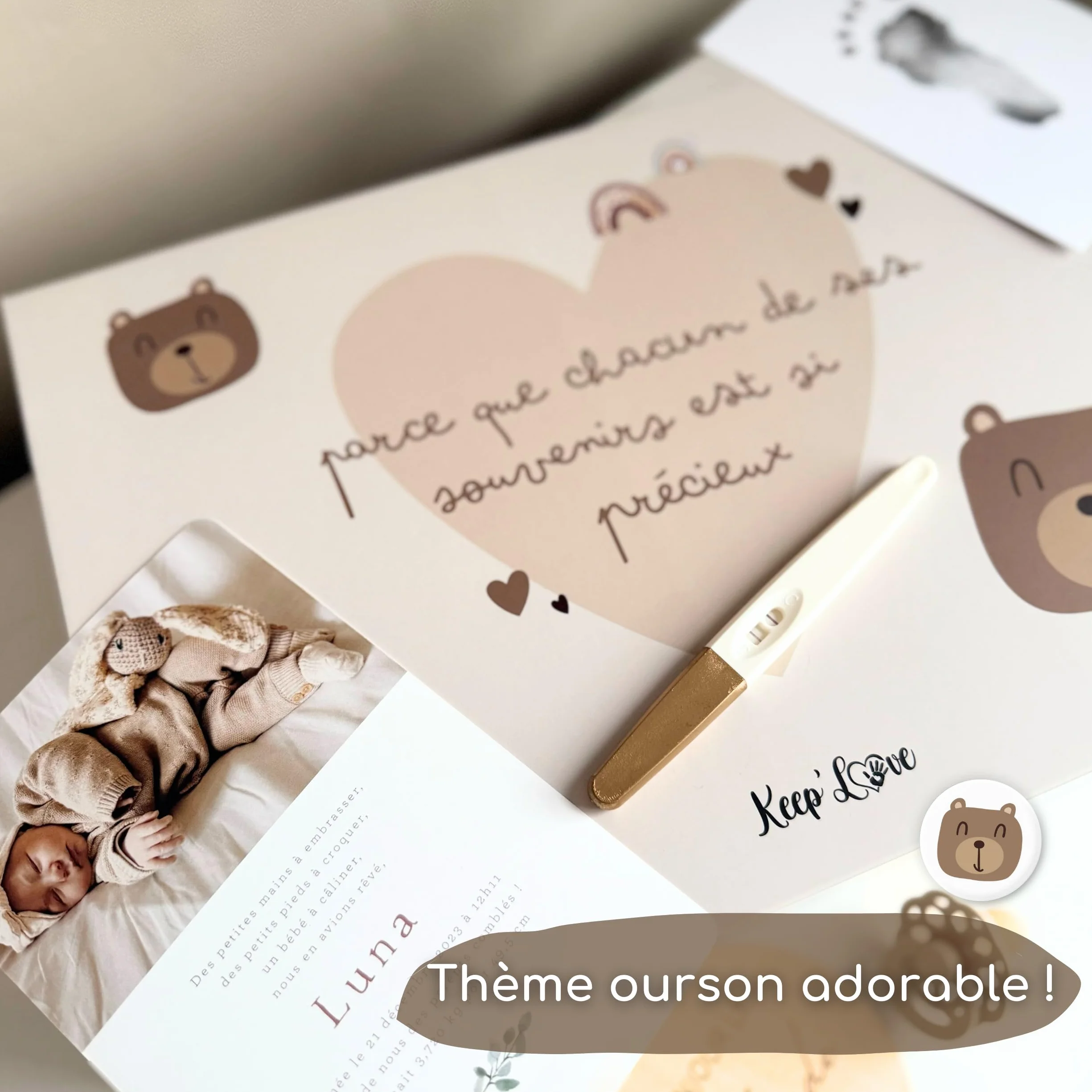 Boîte à Souvenirs Bébé Coffret de Naissance Personnalisable Cadeau Baby Shower
