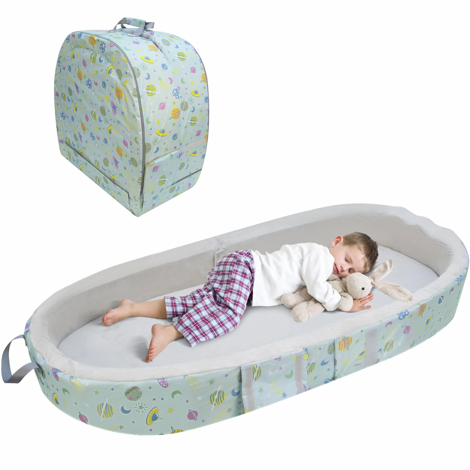 Lit de Voyage Portable Imperméable Pliable pour Enfant avec Matelas et Drap Lavable