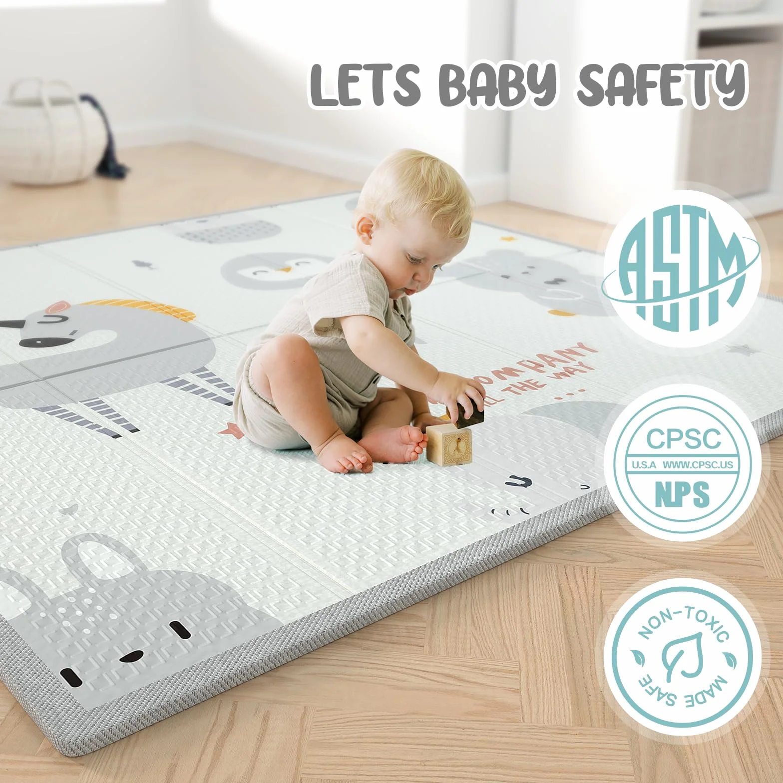 Parc Bébé 120x120cm Pliable avec Tapis Anti-Dérapant pour Enfants 0-24 Mois