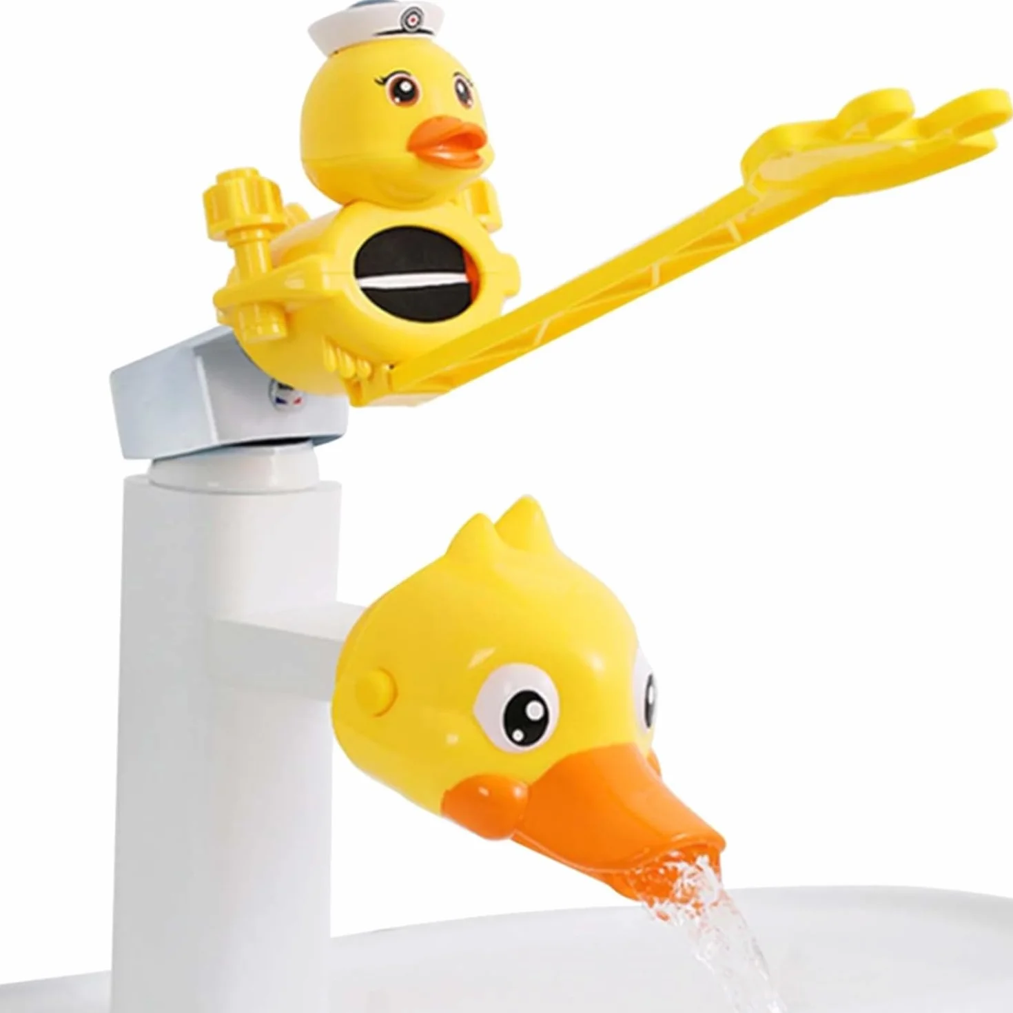 Lot de 2 Prolongateurs de Robinet en Forme de Petit Canard Jaune, Rallonge de Lavabo pour Salle de Bain